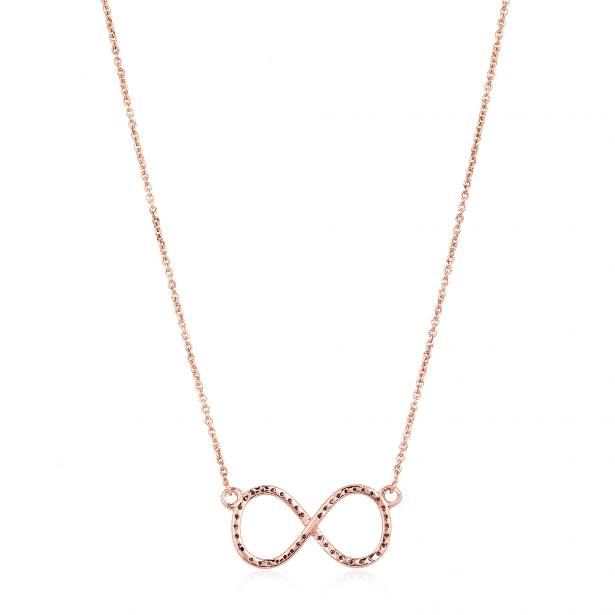 Rose Gold Infinity Diamond Pendant With Chain