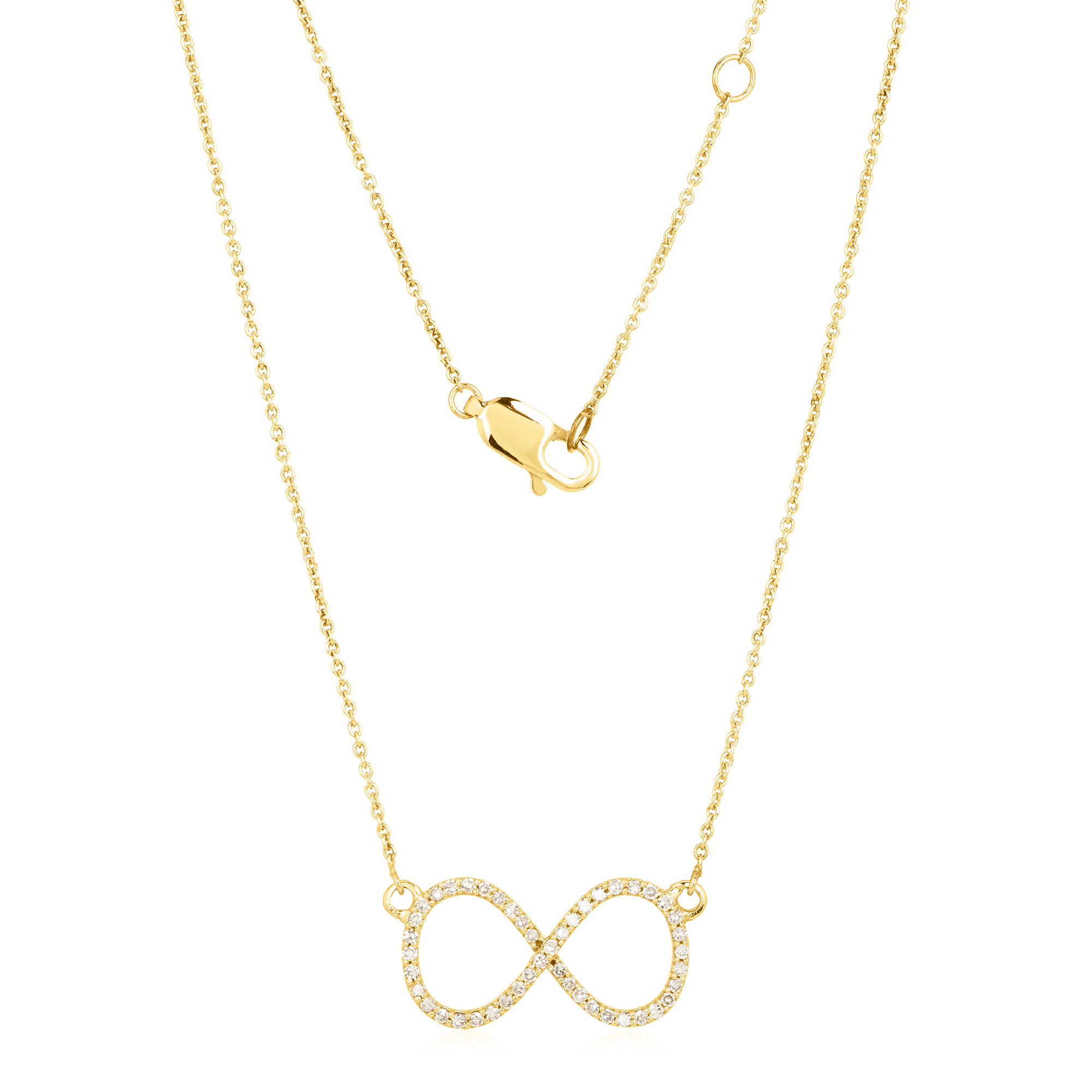 Yellow Gold Infinity Diamond Pendant With Chain