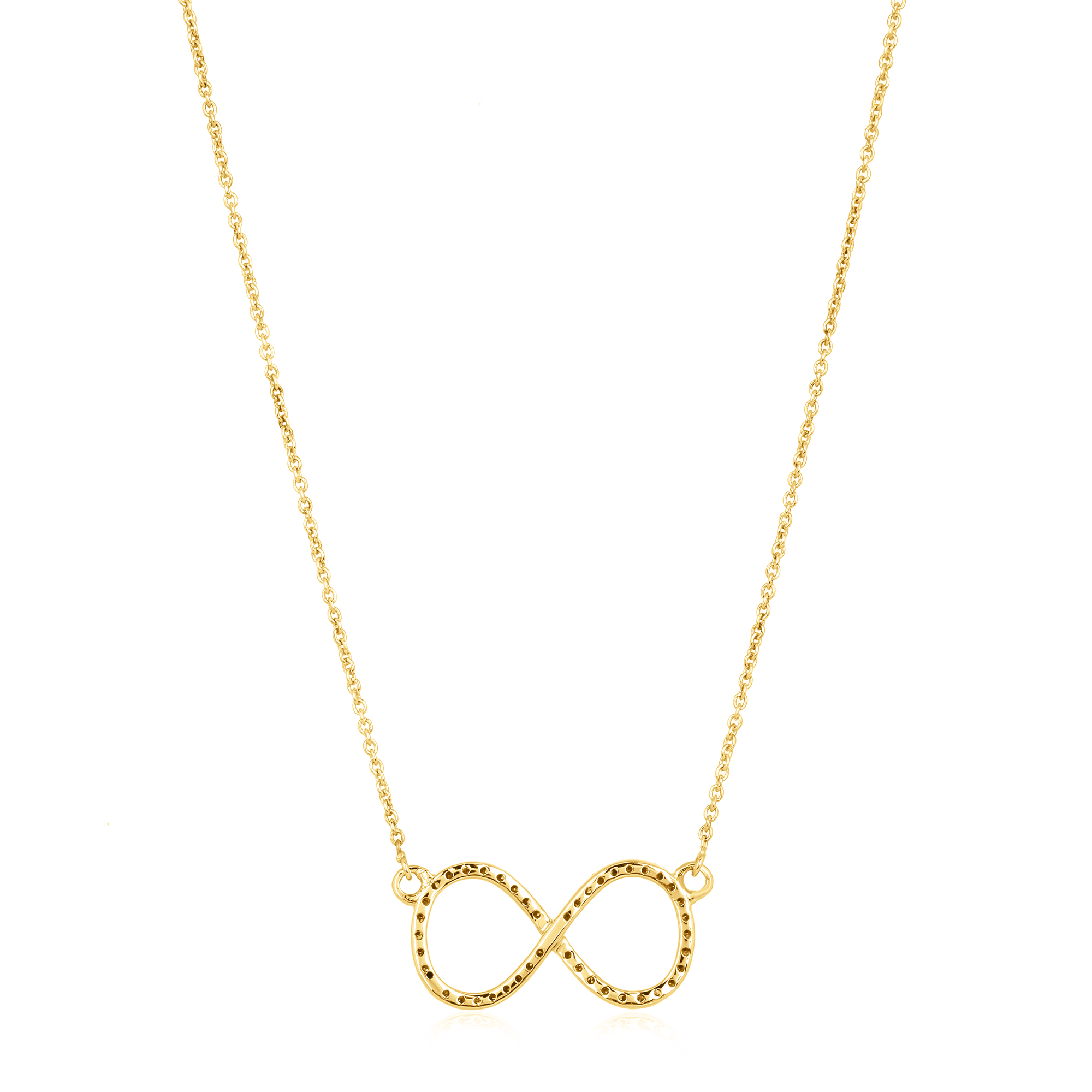 Yellow Gold Infinity Diamond Pendant With Chain