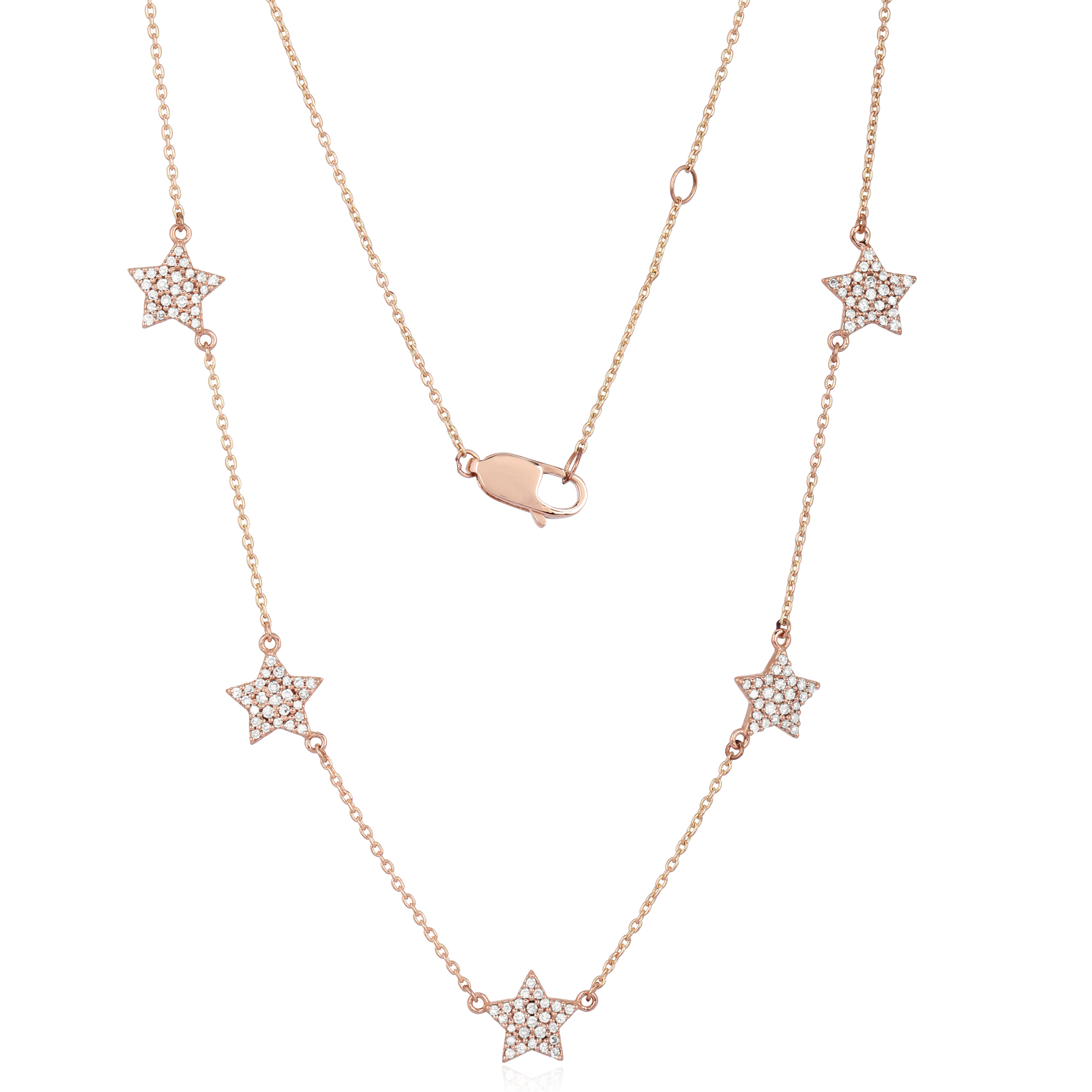 Rose Gold 5 Star Diamond Necklace