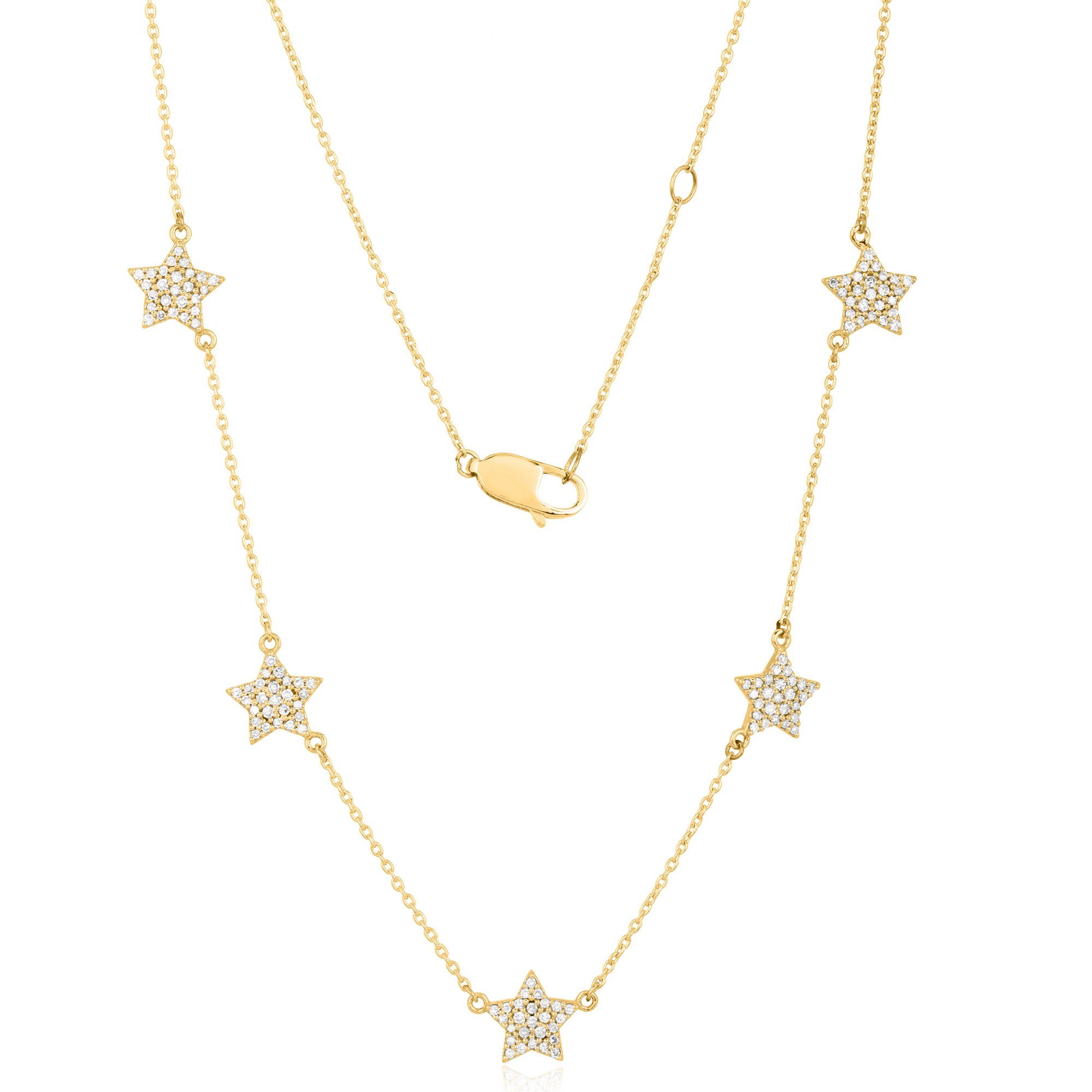 Yellow Gold 5 Star Diamond Necklace
