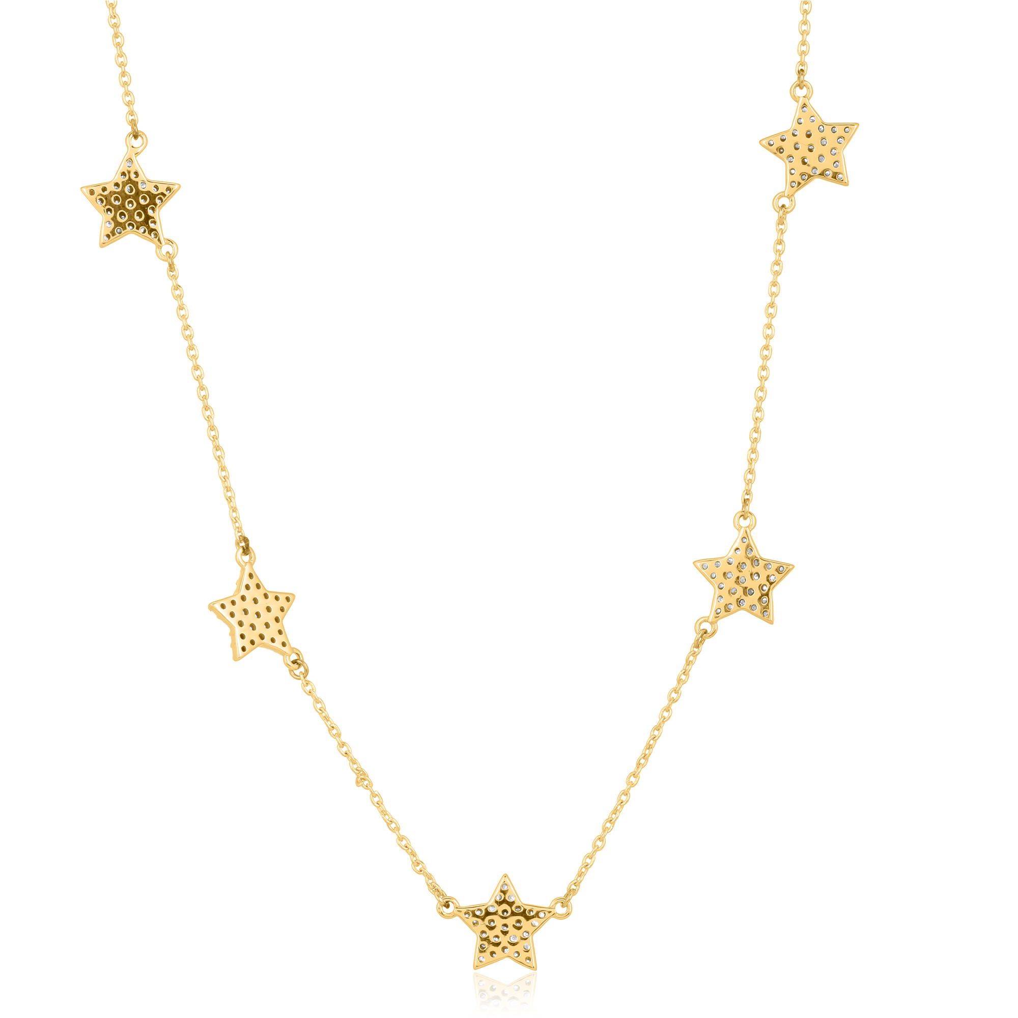 Yellow Gold 5 Star Diamond Necklace