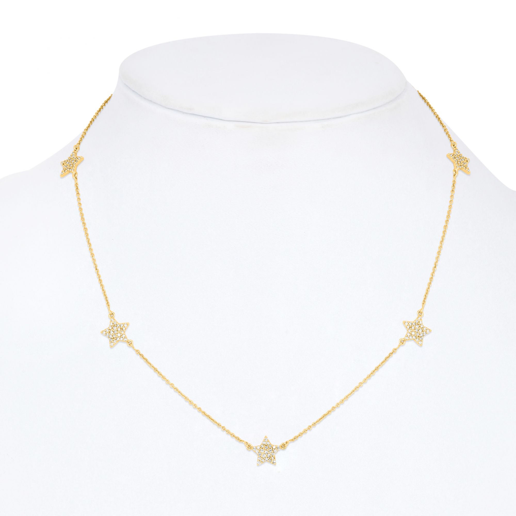 Yellow Gold 5 Star Diamond Necklace