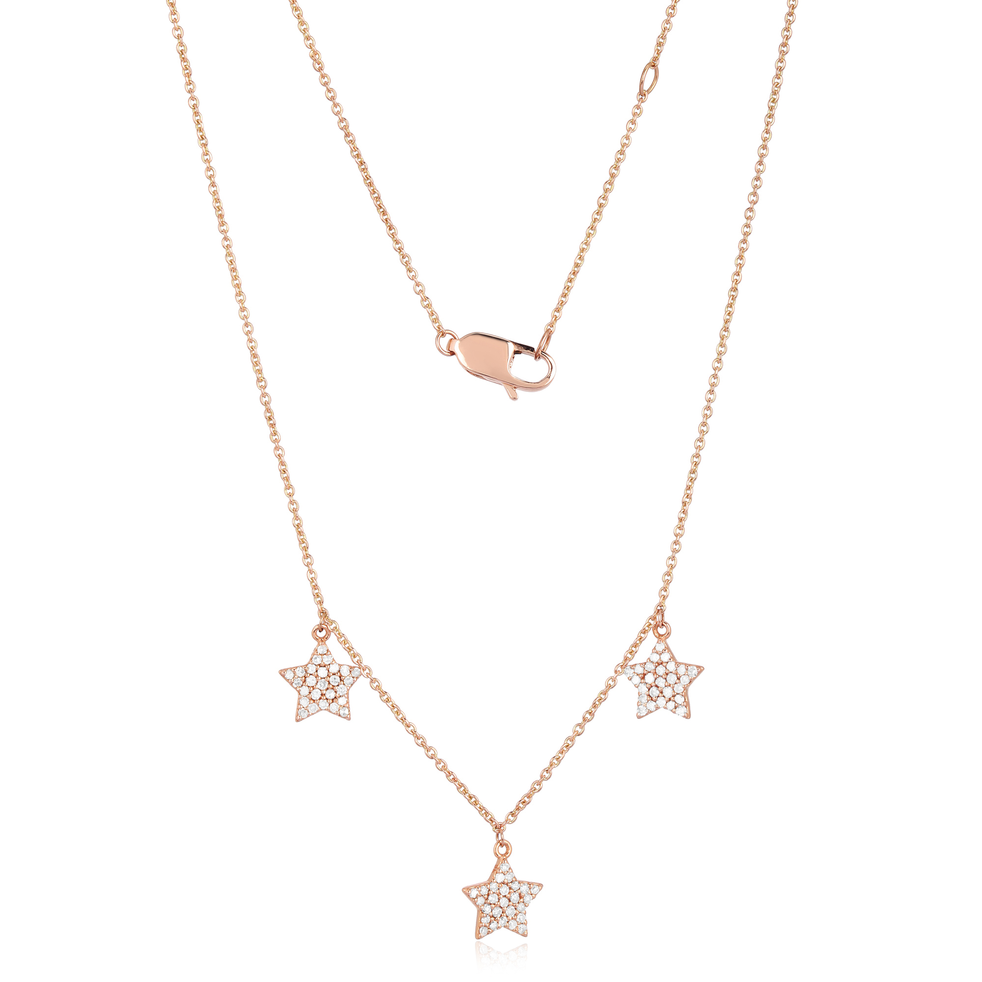 Rose Gold 3 Star Diamond Necklace