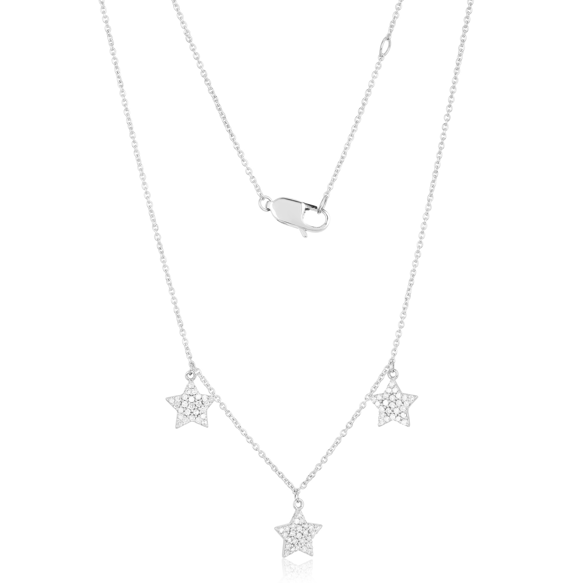 White Gold 3 Star Diamond Necklace