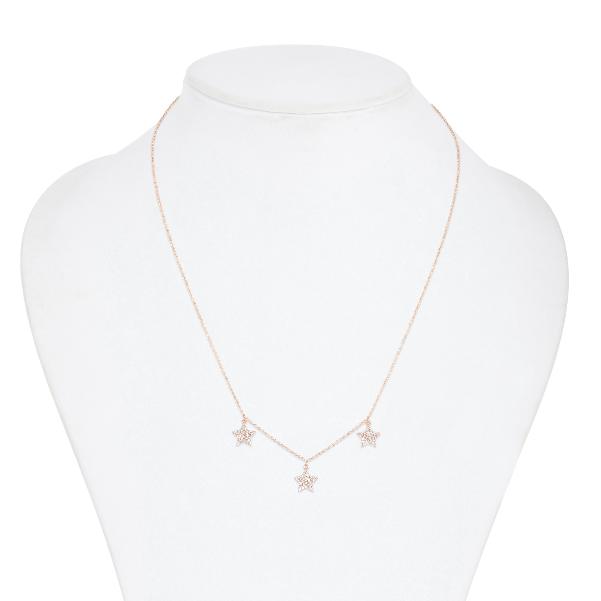 Rose Gold 3 Star Diamond Necklace
