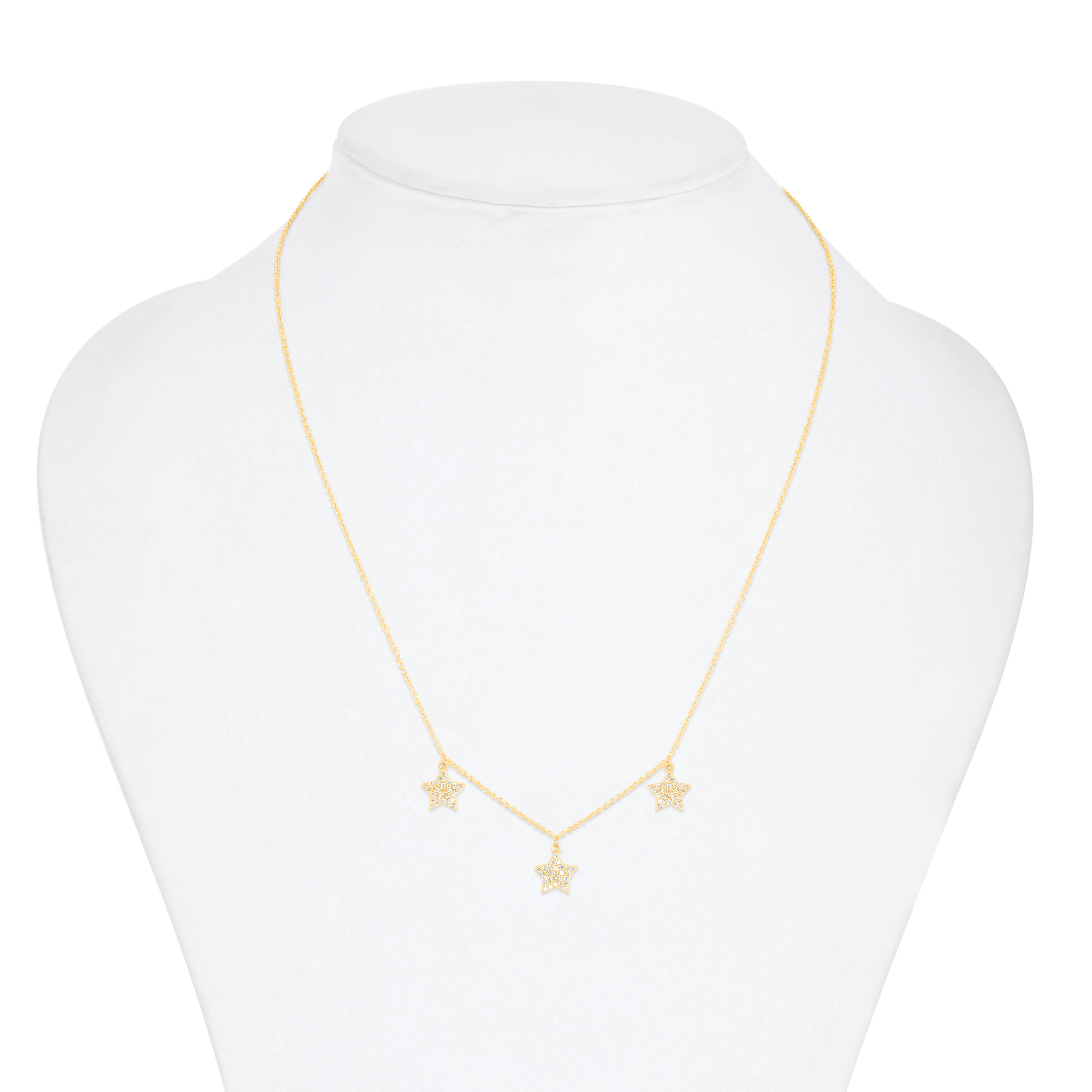 Yellow Gold 3 Star Diamond Necklace