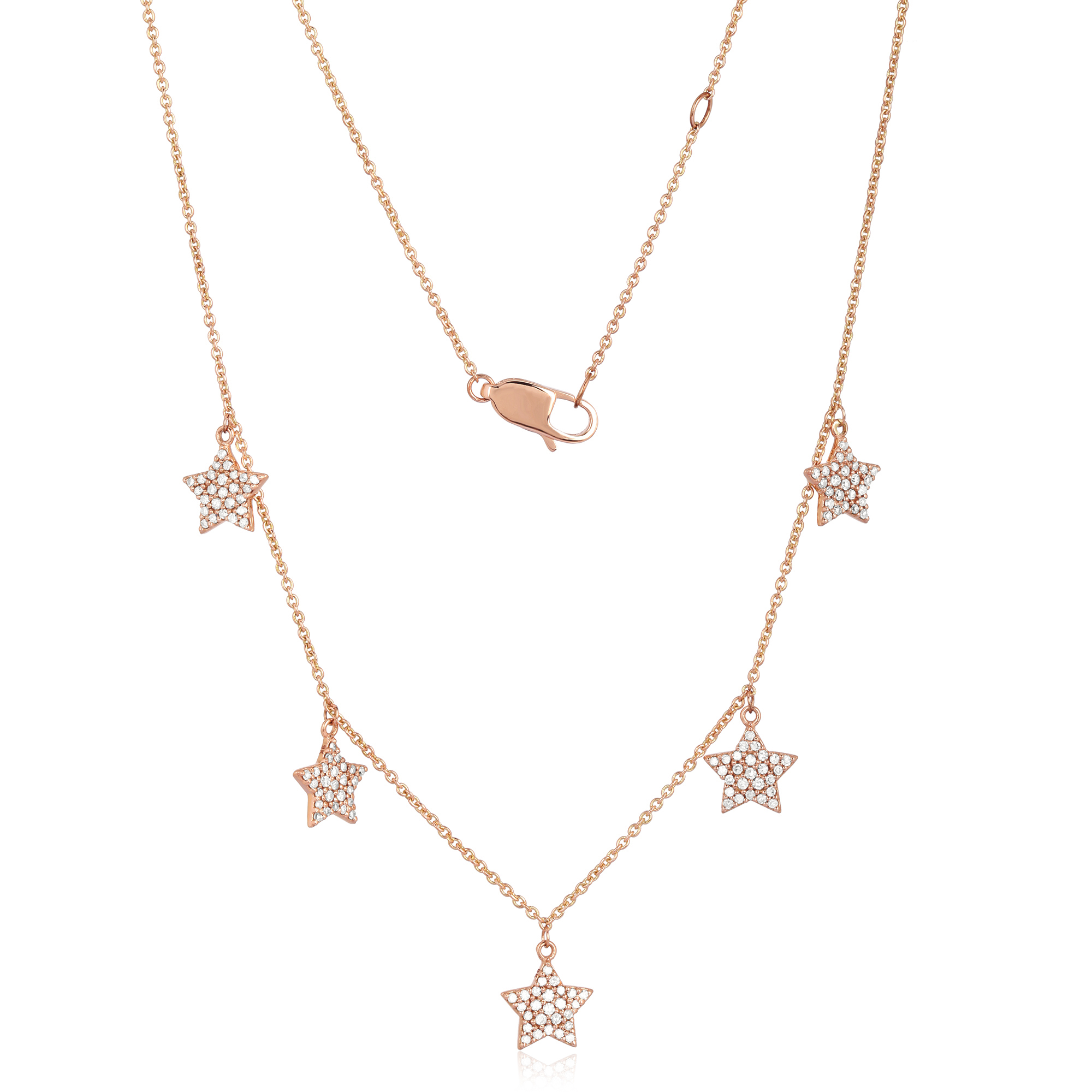 Rose Gold 5 Star Diamond Necklace