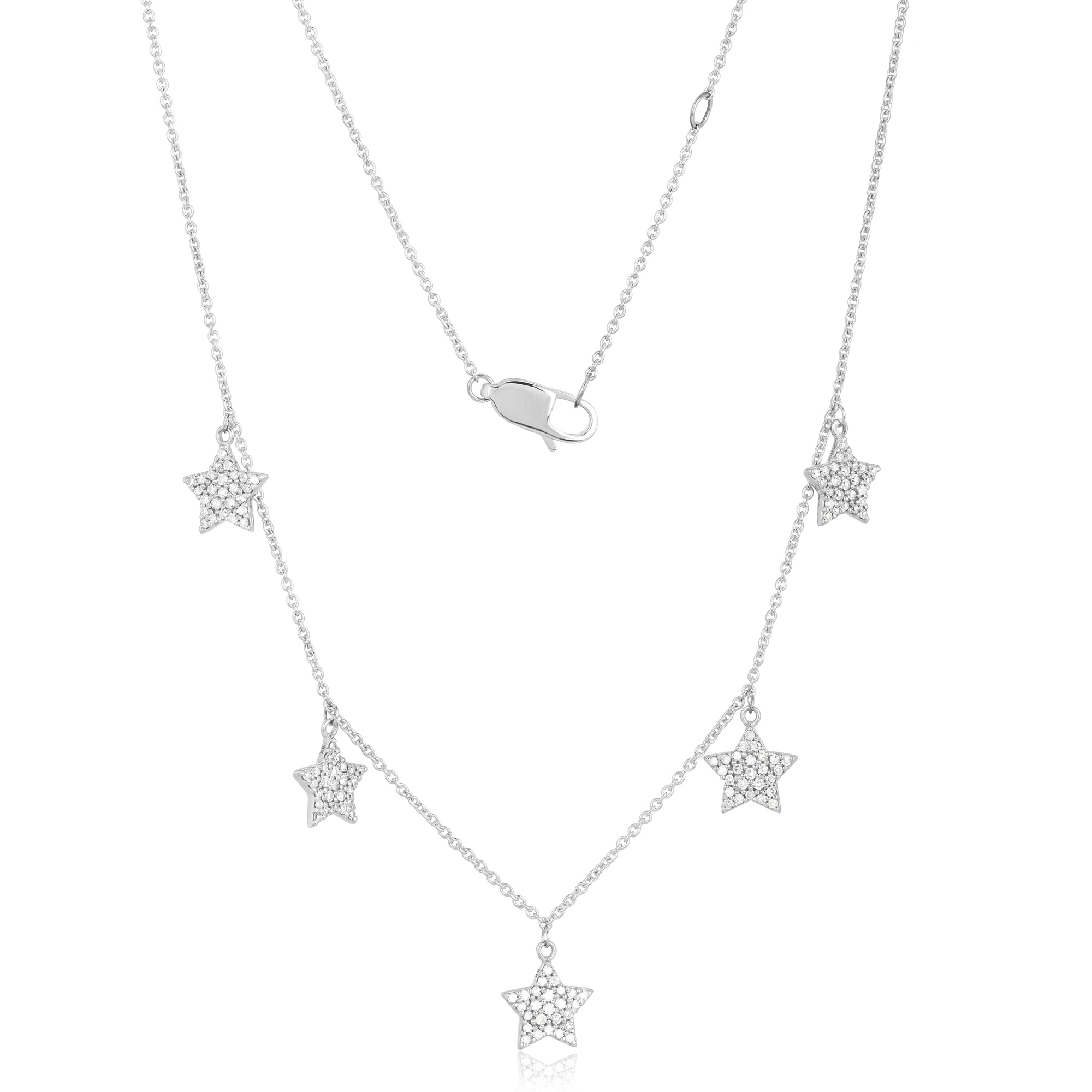 White Gold 5 Star Diamond Necklace
