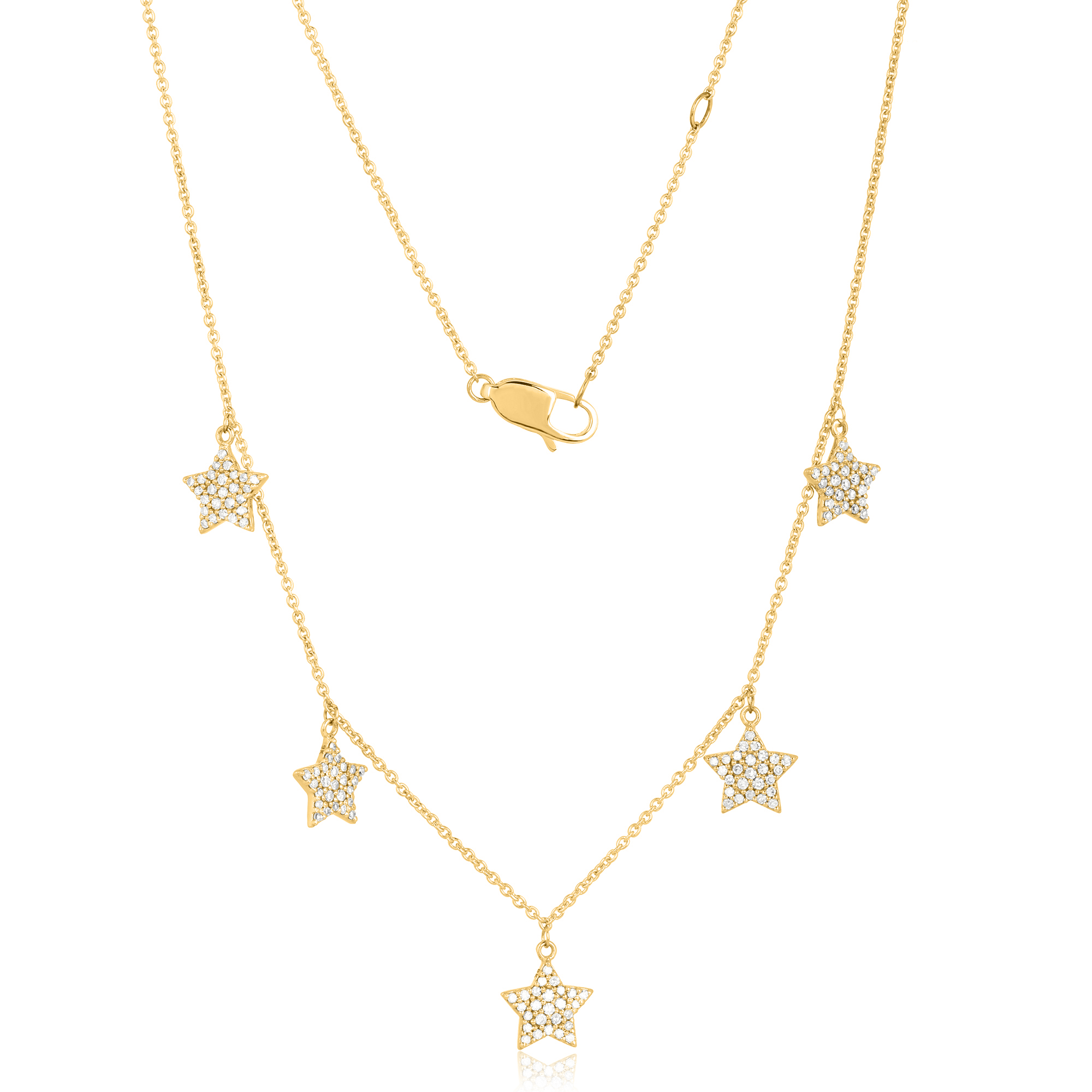 Yellow Gold 5 Star Diamond Necklace