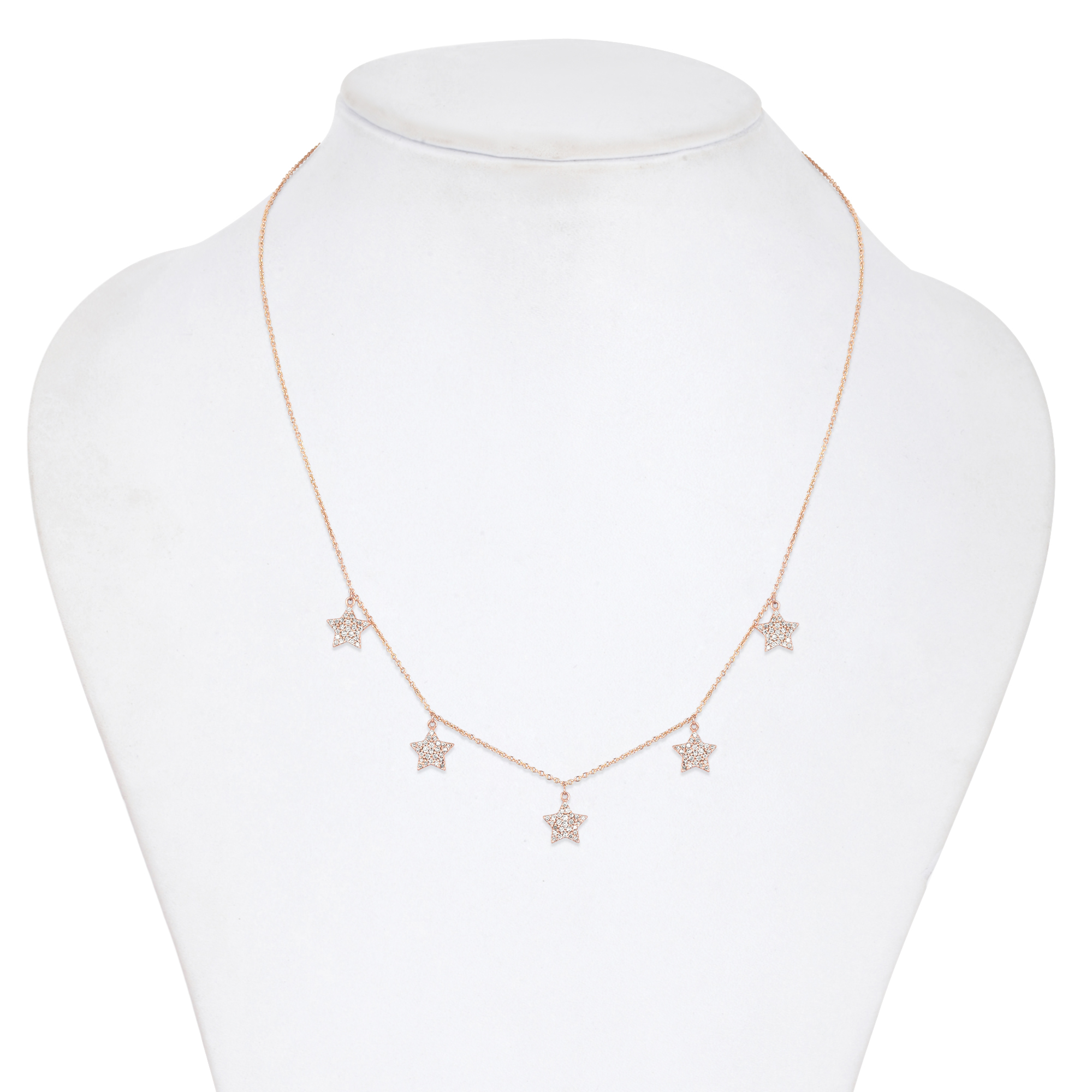 Rose Gold 5 Star Diamond Necklace