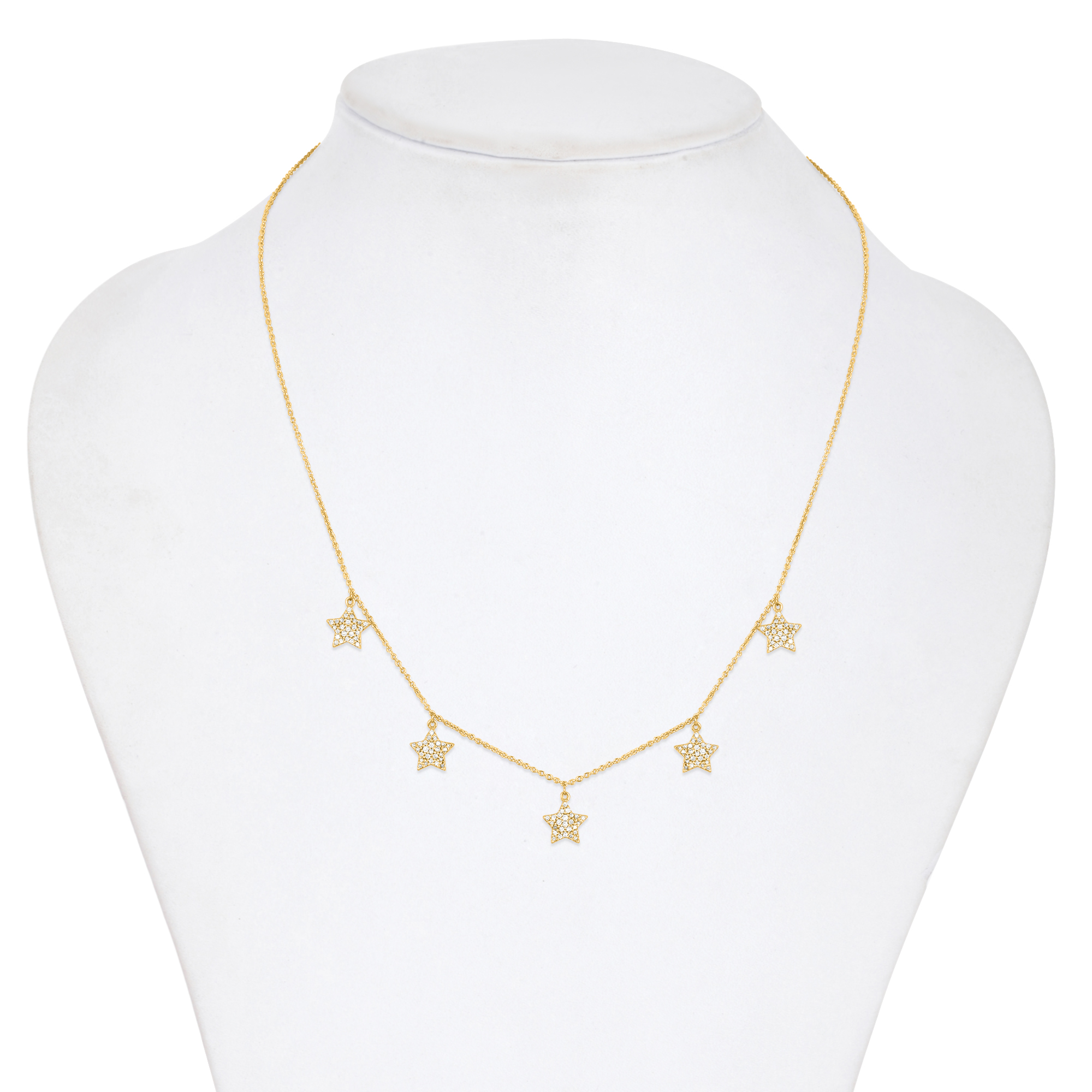 Yellow Gold 5 Star Diamond Necklace