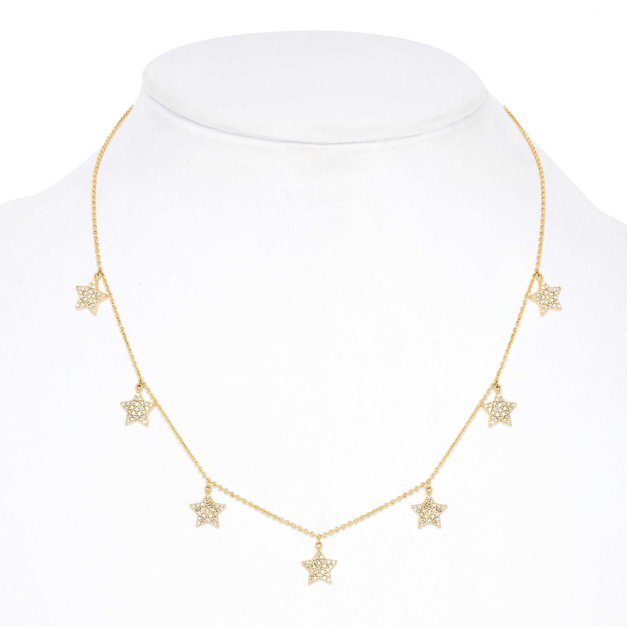 Yellow Gold 7 Star Diamond Necklace