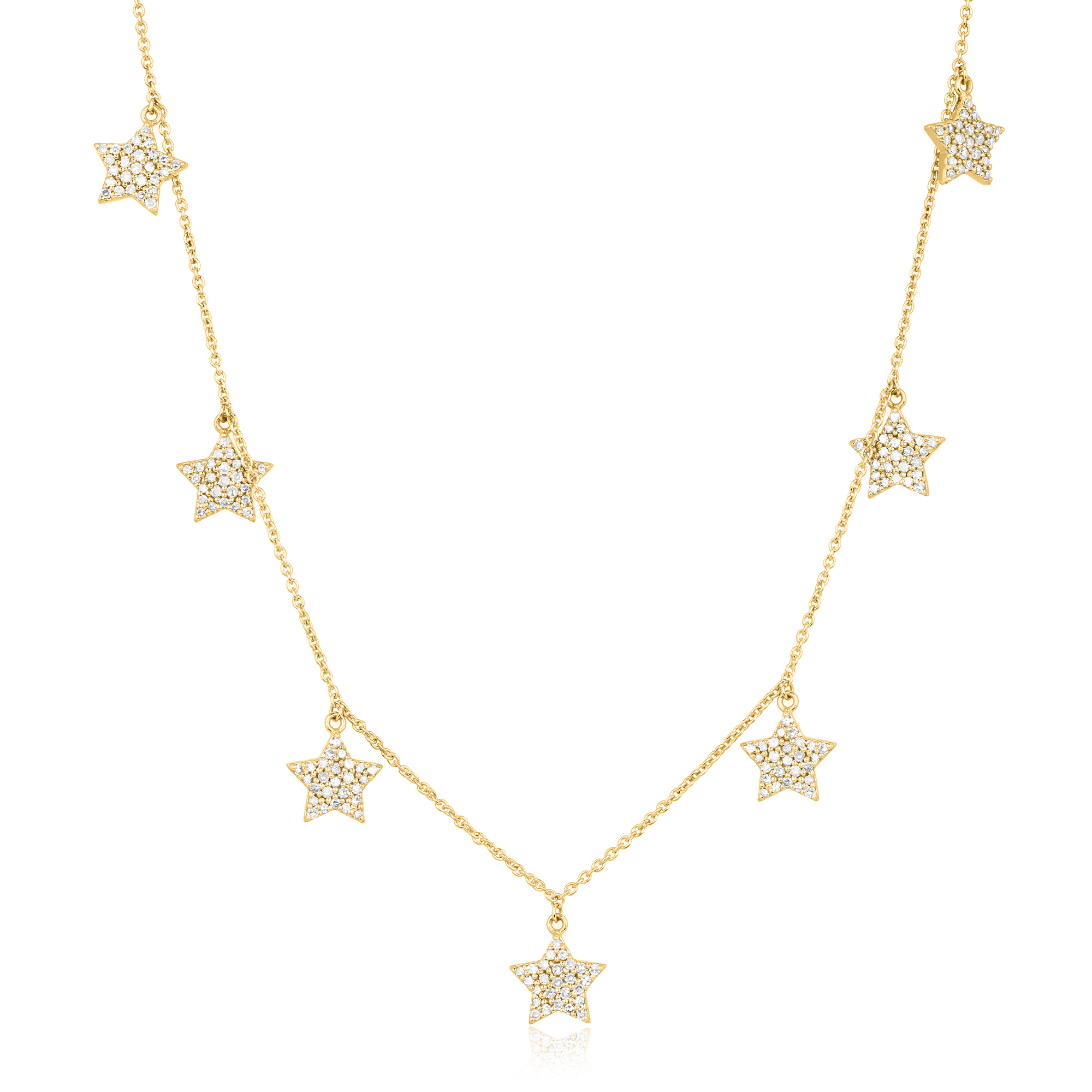Yellow Gold 7 Star Diamond Necklace