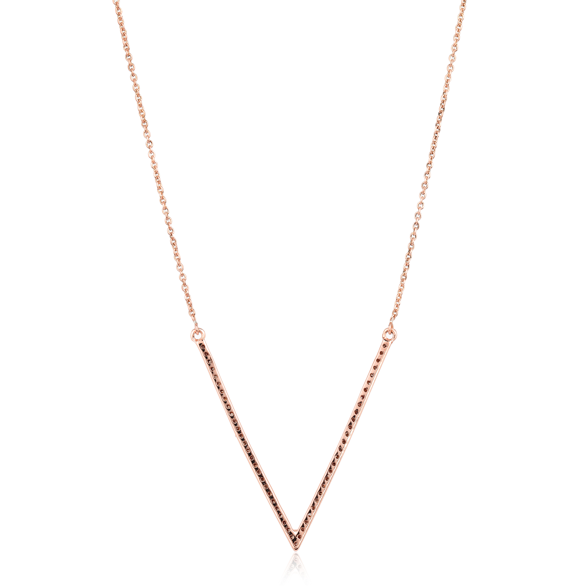 Rose Gold V Diamond Pendant With Chain