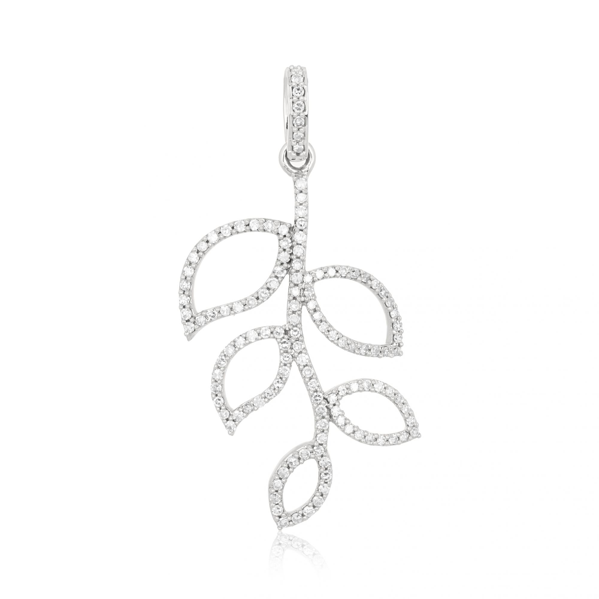 White Gold Multi Leaf Diamond Pendant