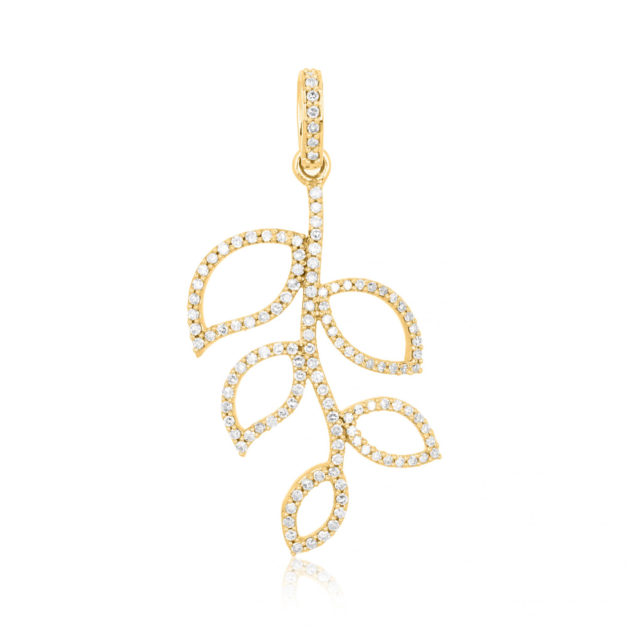 Yellow Gold Multi Leaf Diamond Pendant