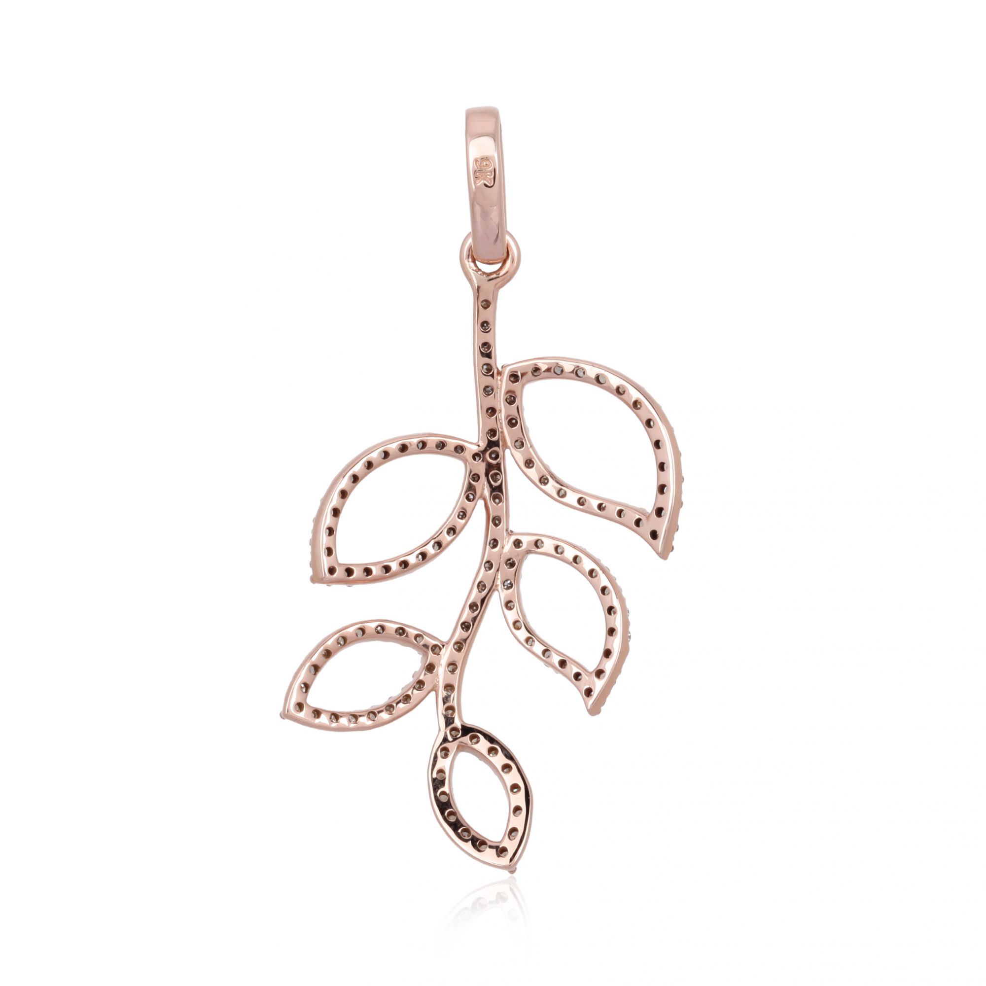 Rose Gold Multi Leaf Diamond Pendant