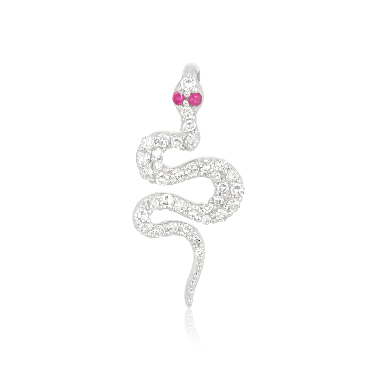 White Gold Snake Diamond Pendant with ruby Eyes