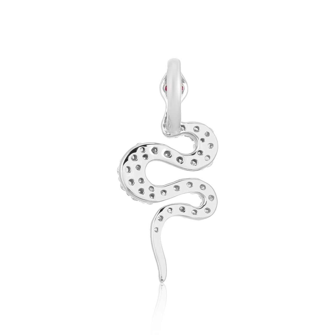 White Gold Snake Diamond Pendant with ruby Eyes