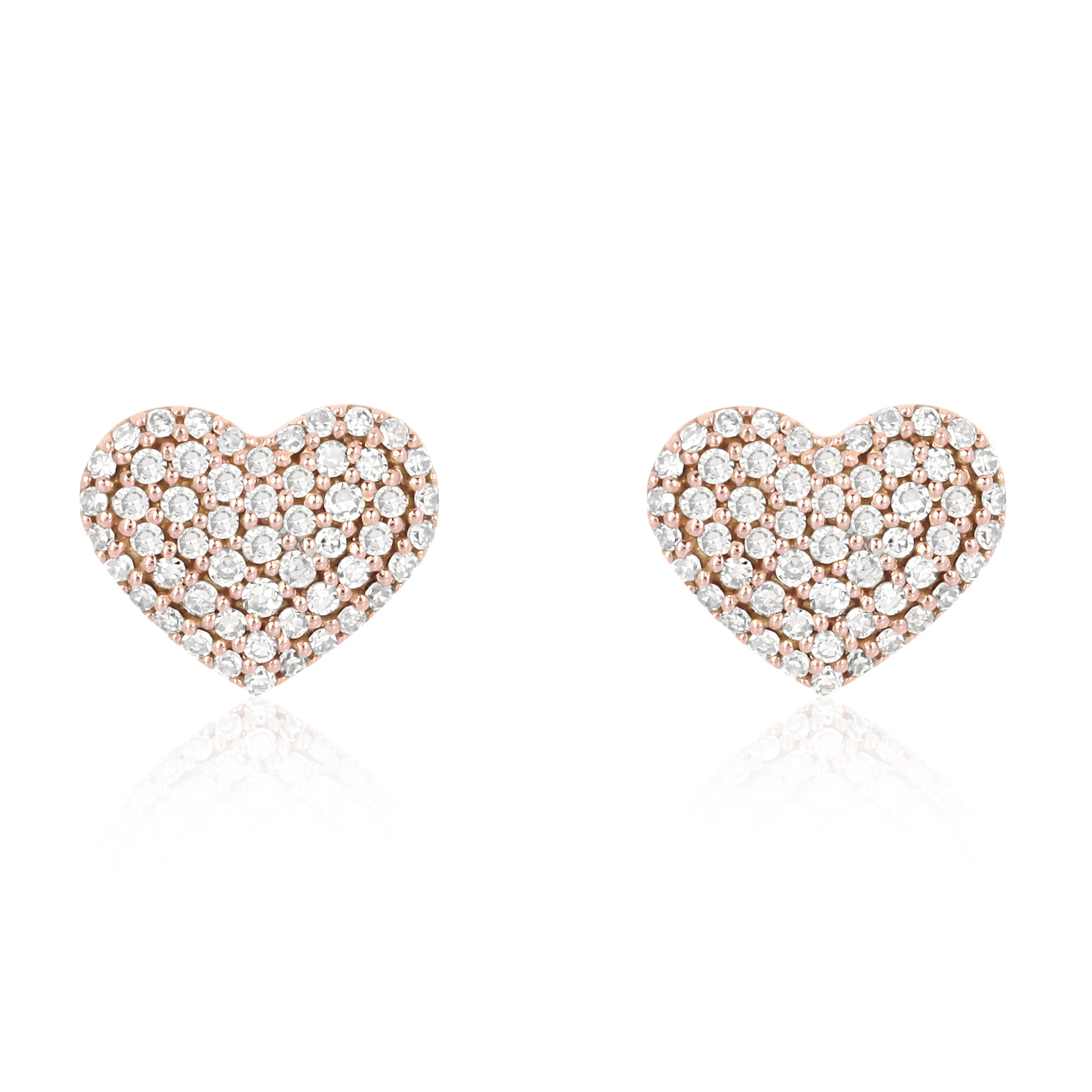 Rose Gold Diamond Heart Studs