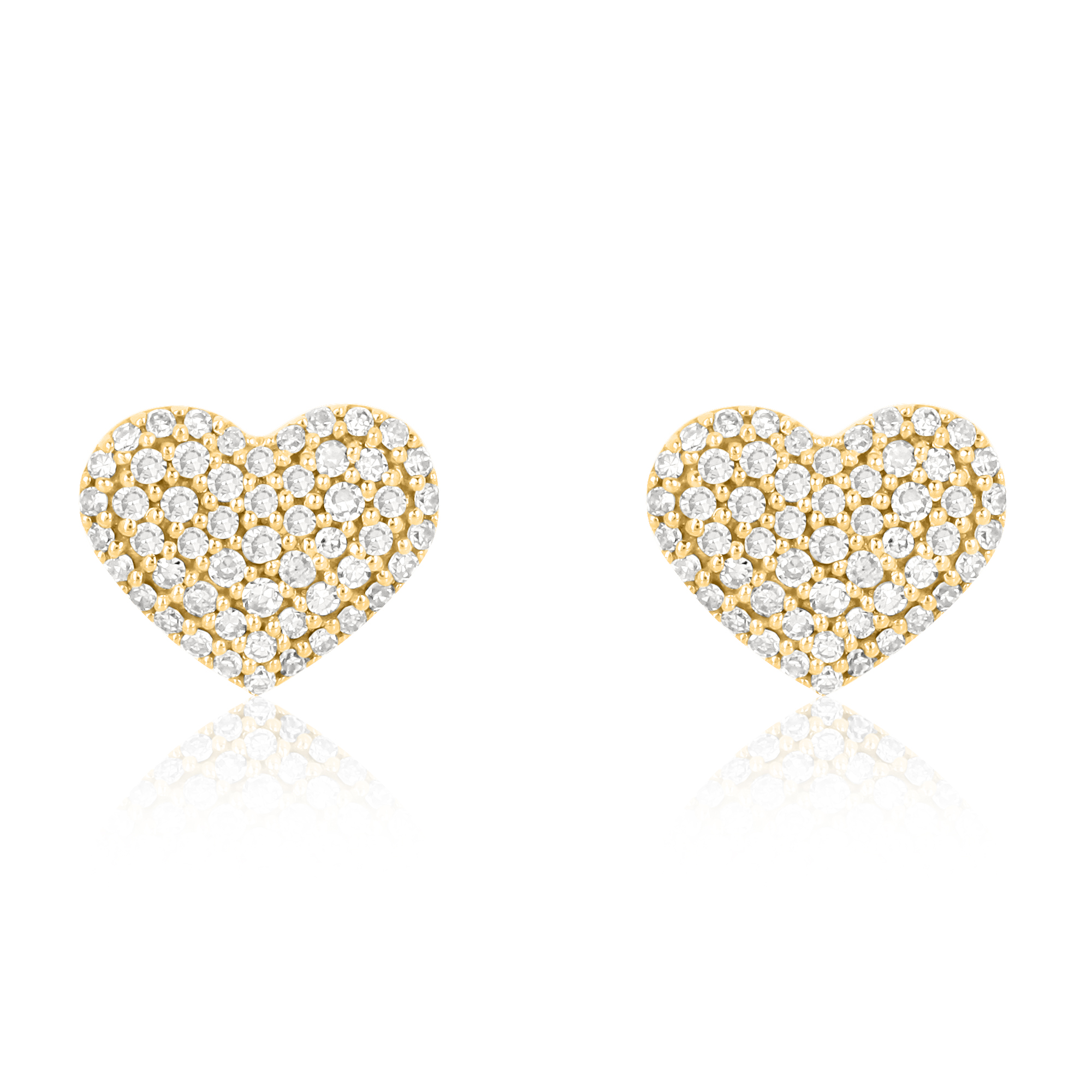 Yellow Gold Diamond Heart Studs