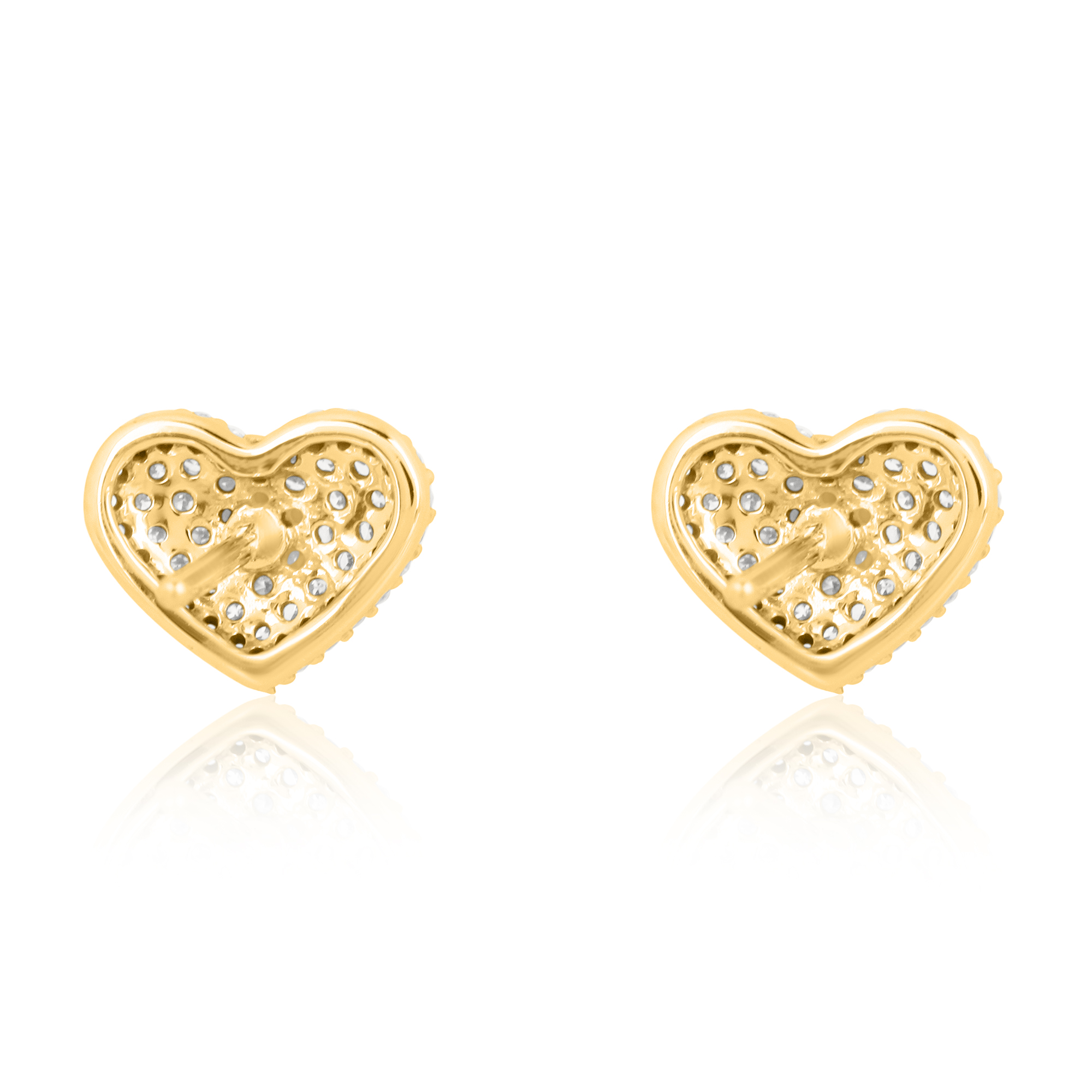 Yellow Gold Diamond Heart Studs