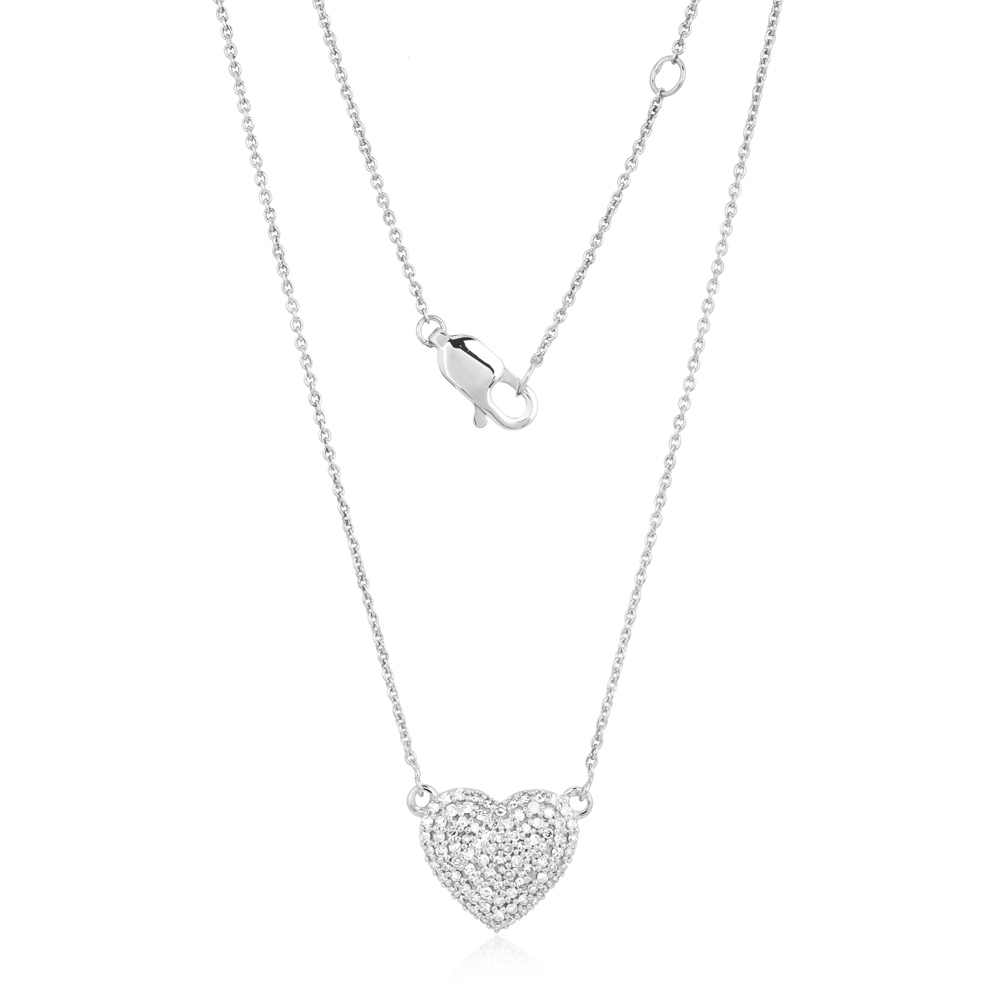 White Gold Heart Diamond Pendant with Chain