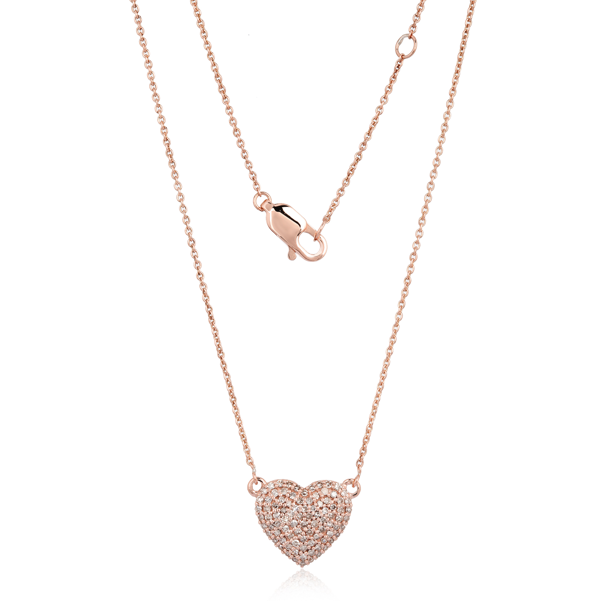 Rose Gold Heart Diamond Pendant with Chain