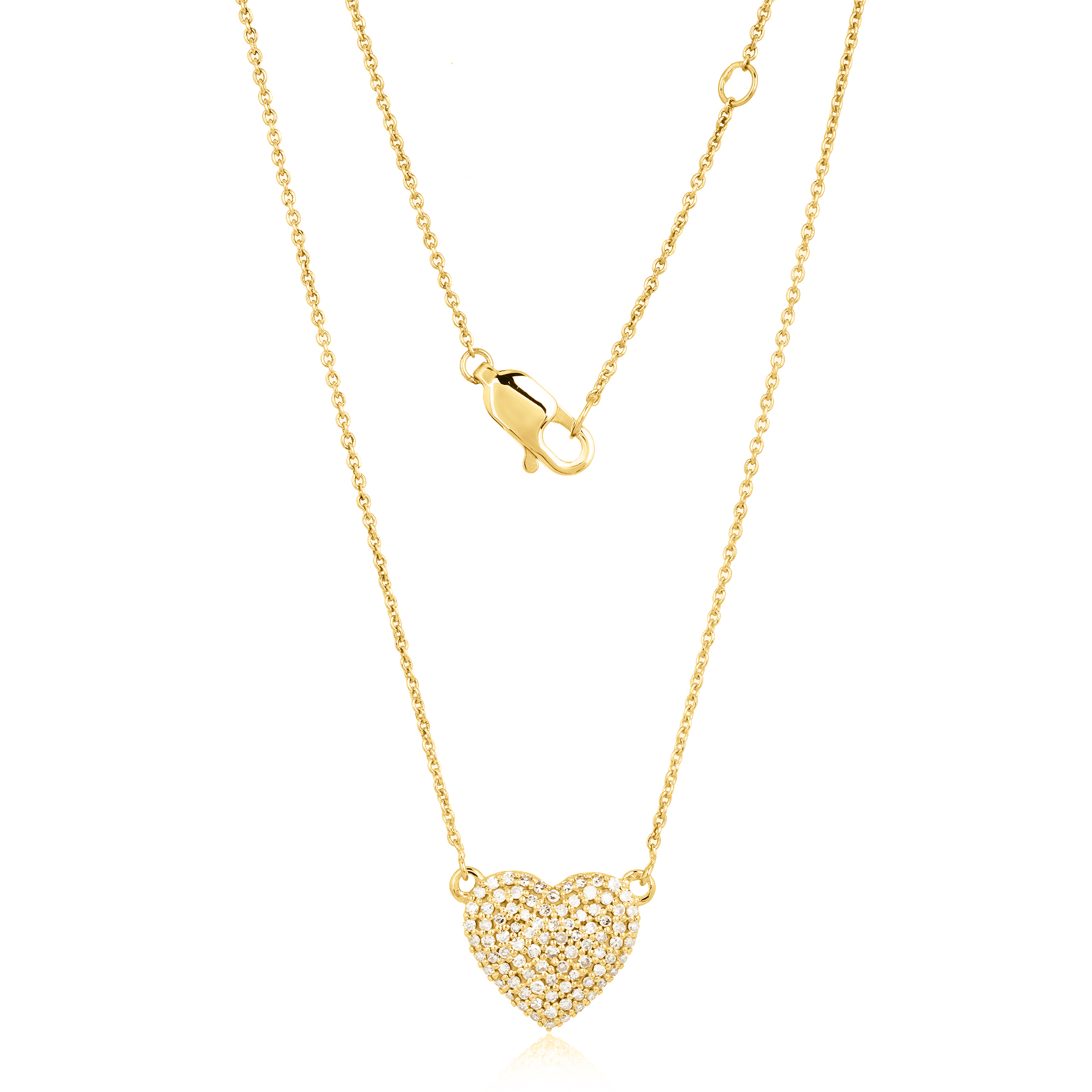 Yellow Gold Heart Diamond Pendant with Chain