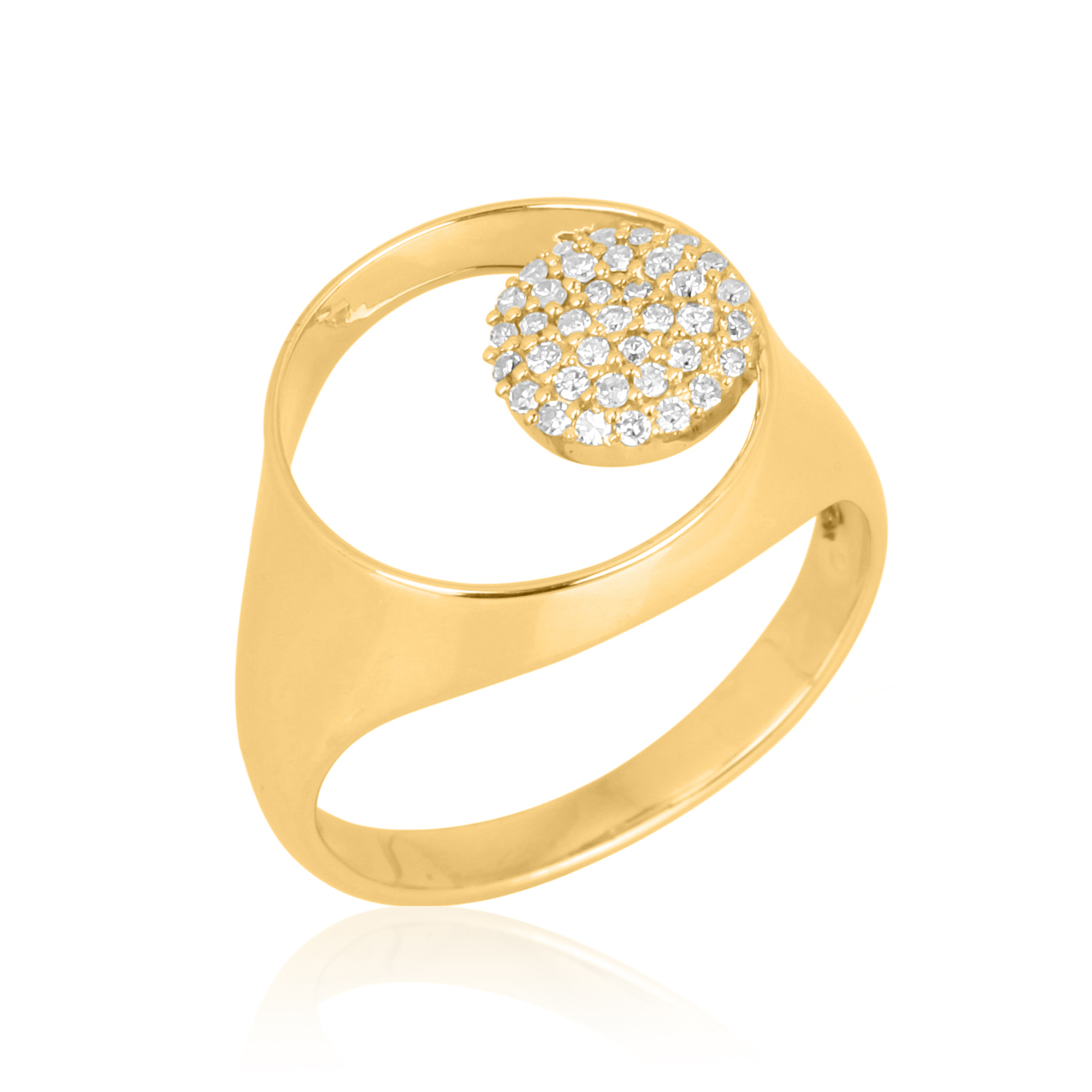 Yellow Gold Concentric Circle Diamond Ring