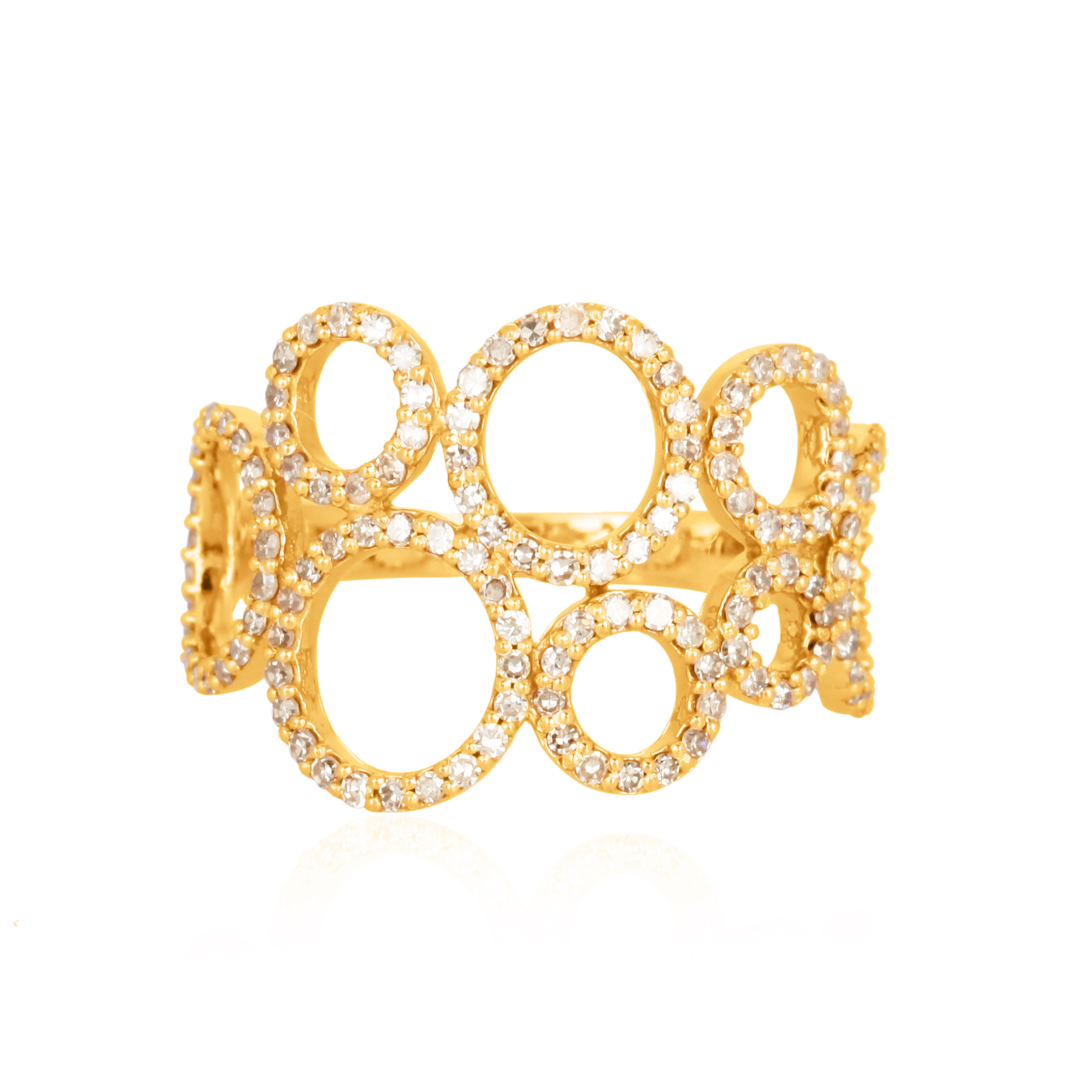 Yellow Gold Multi Circle Diamond Ring
