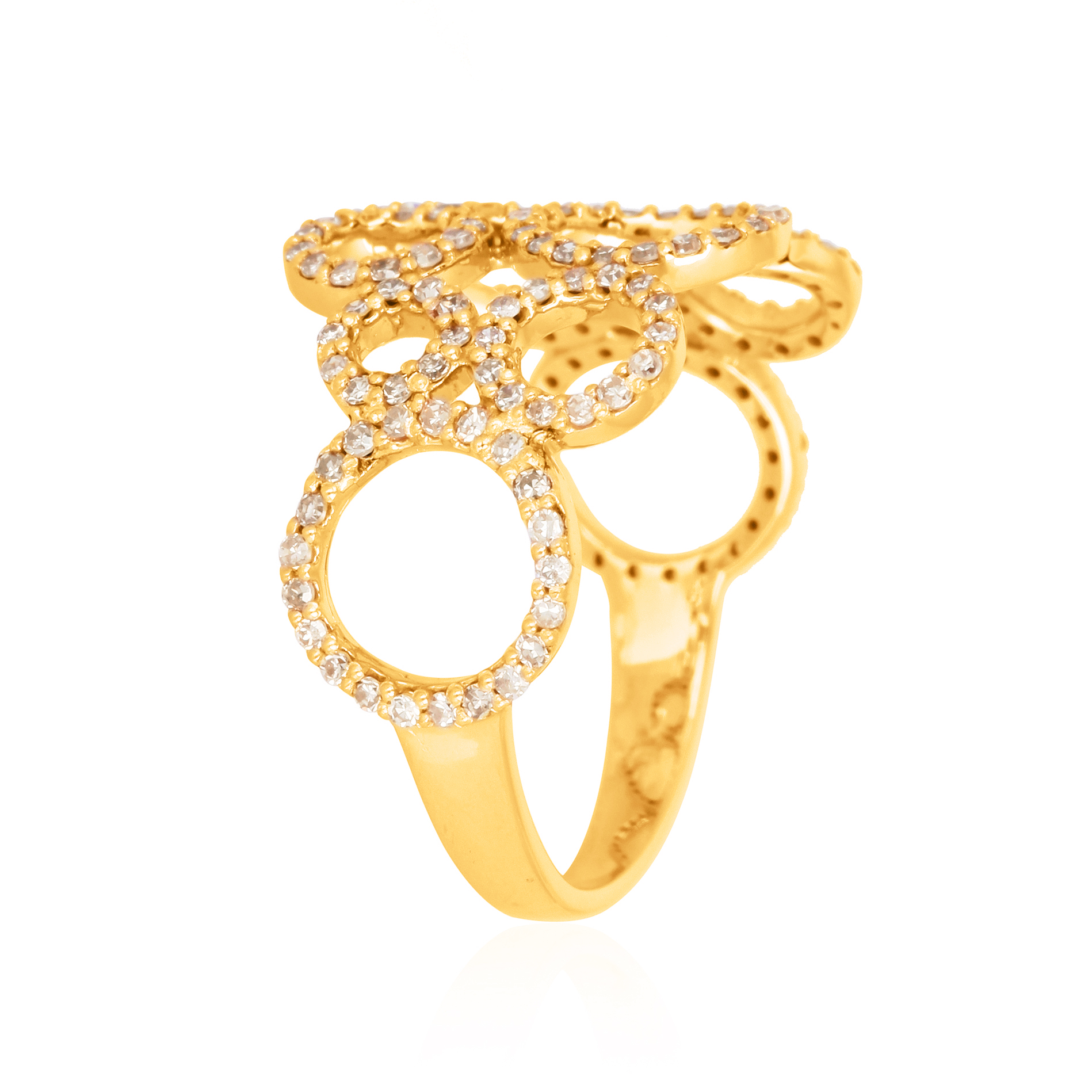 Yellow Gold Multi Circle Diamond Ring