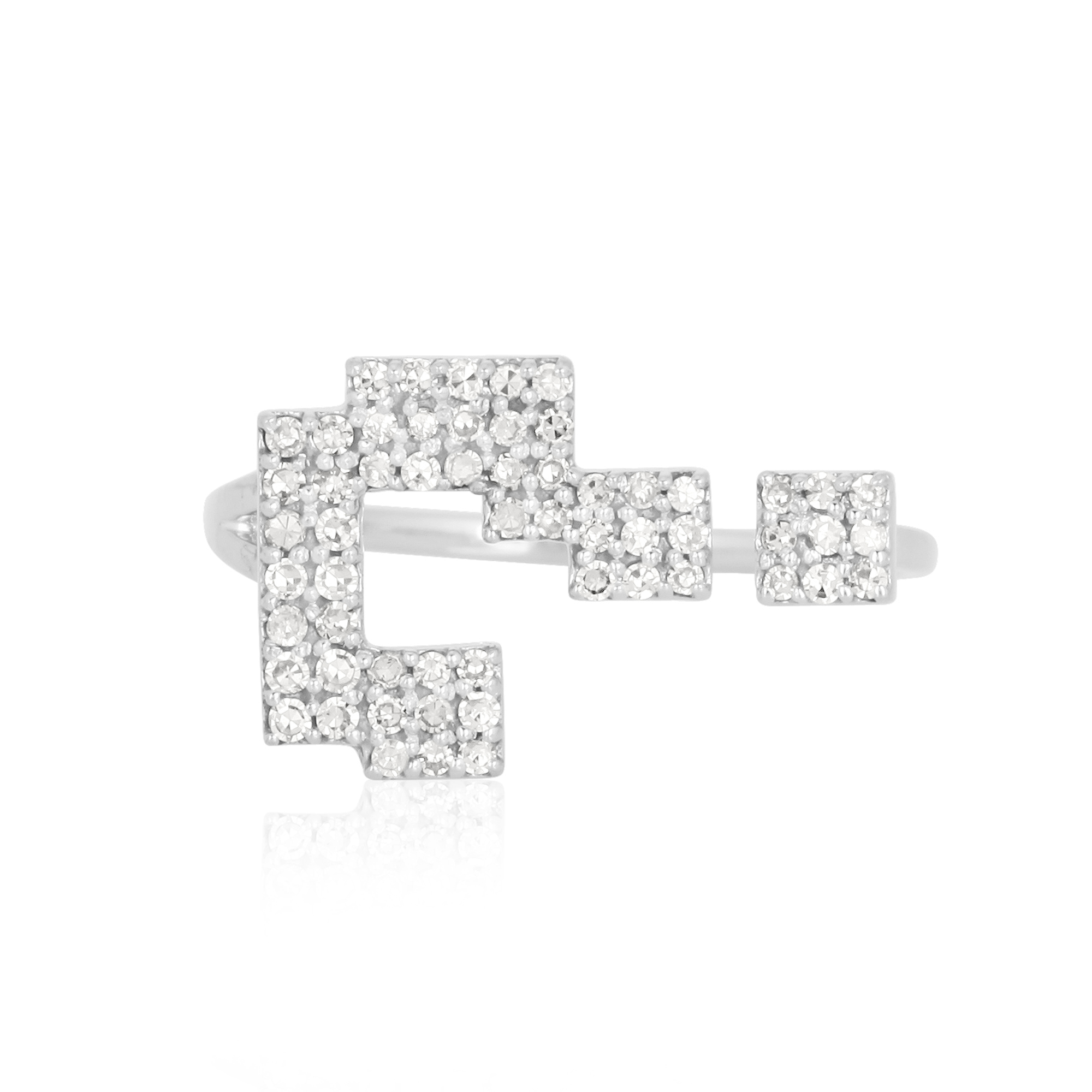 White Gold Question Mark Diamond Gap Ring