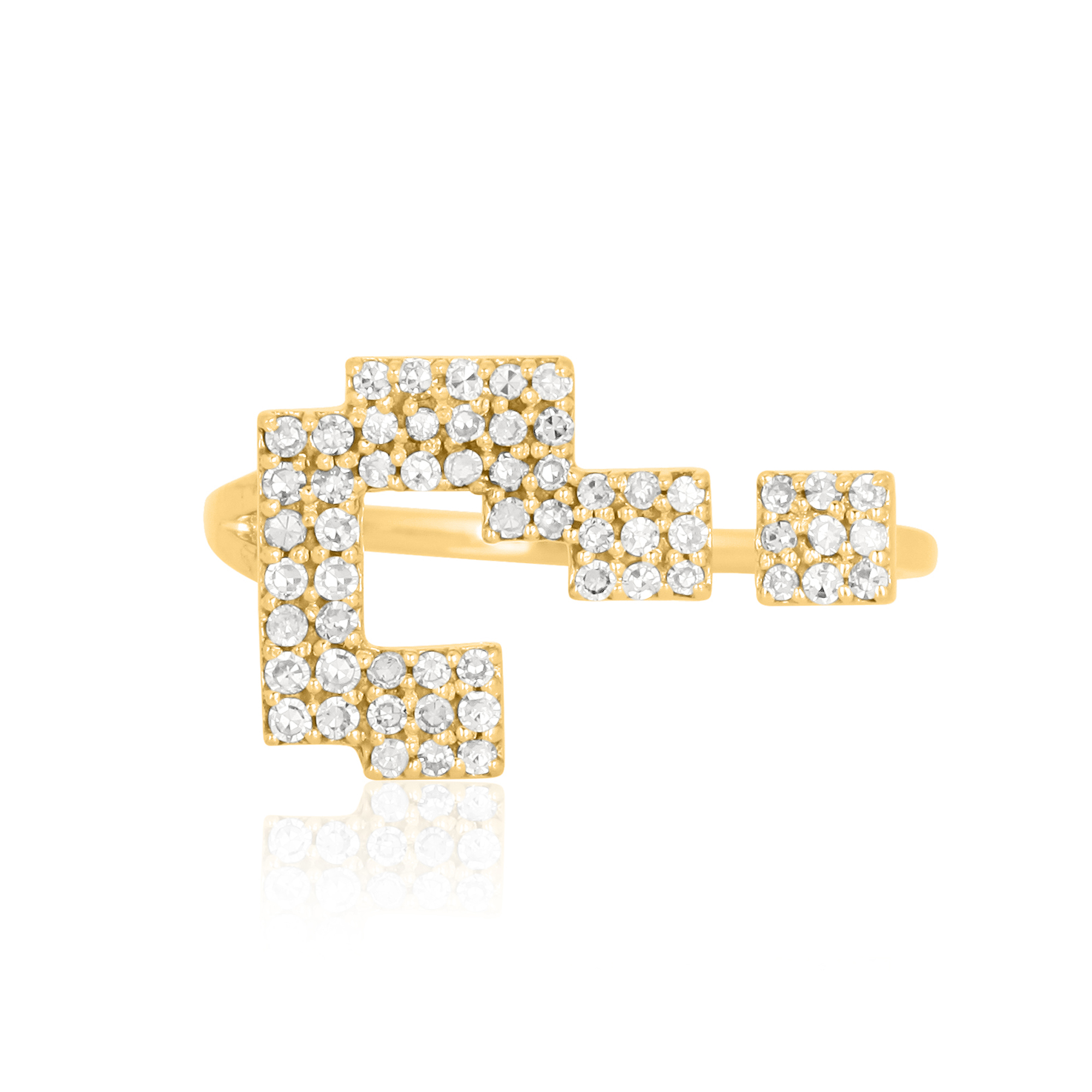 Yellow Gold Question Mark Diamond Gap Ring
