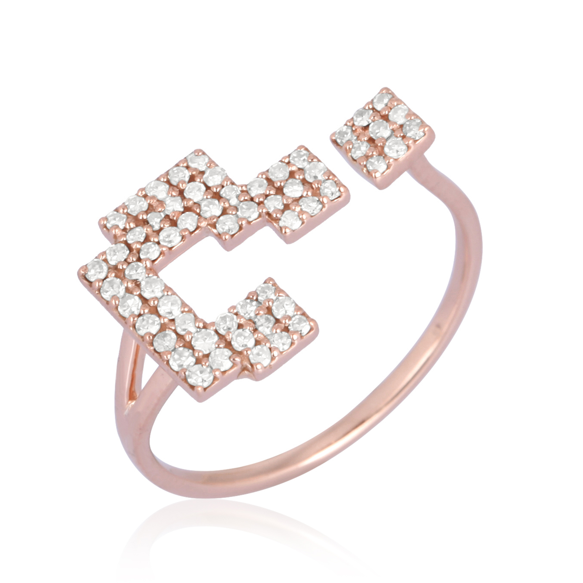 Rose Gold Question Mark Diamond Gap Ring