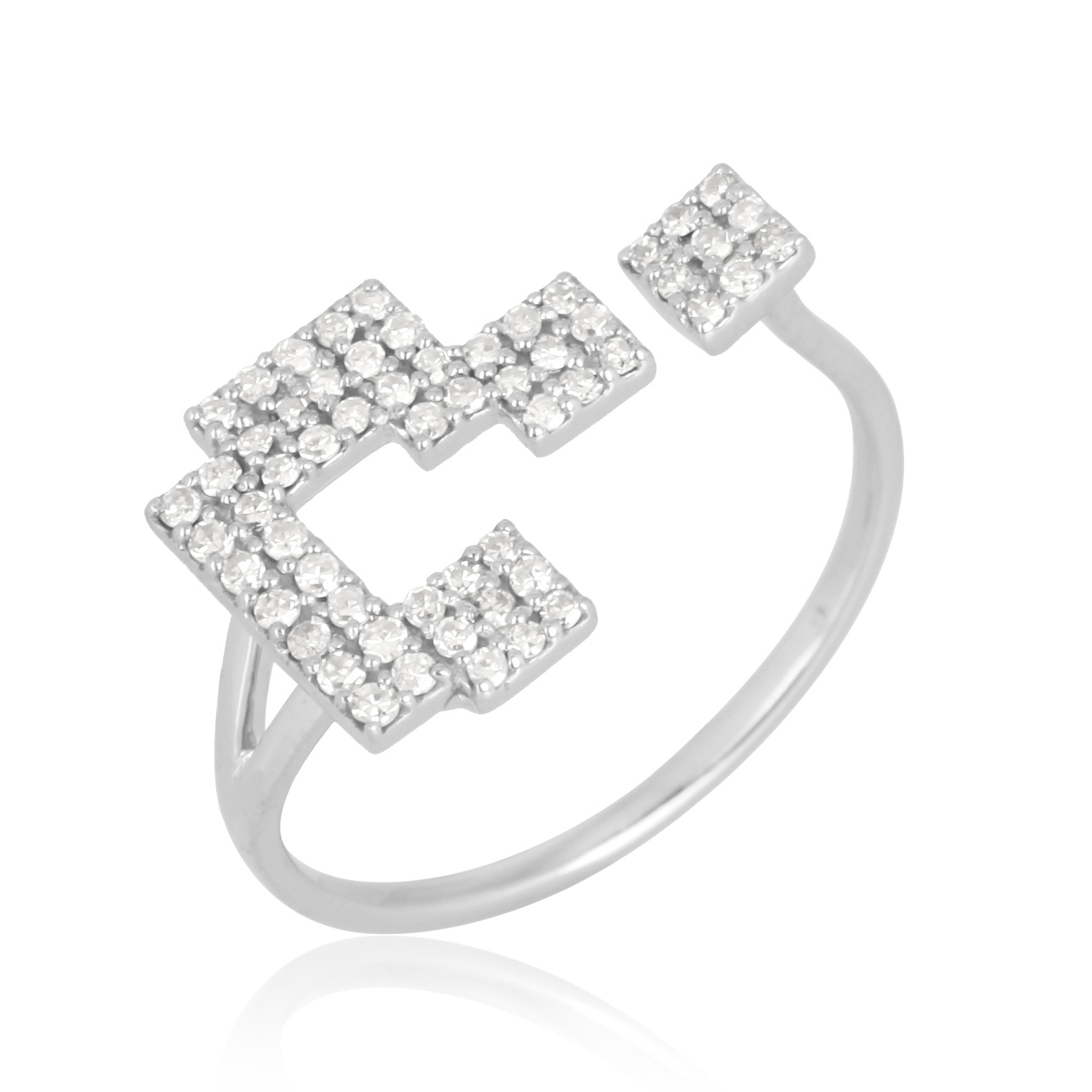 White Gold Question Mark Diamond Gap Ring
