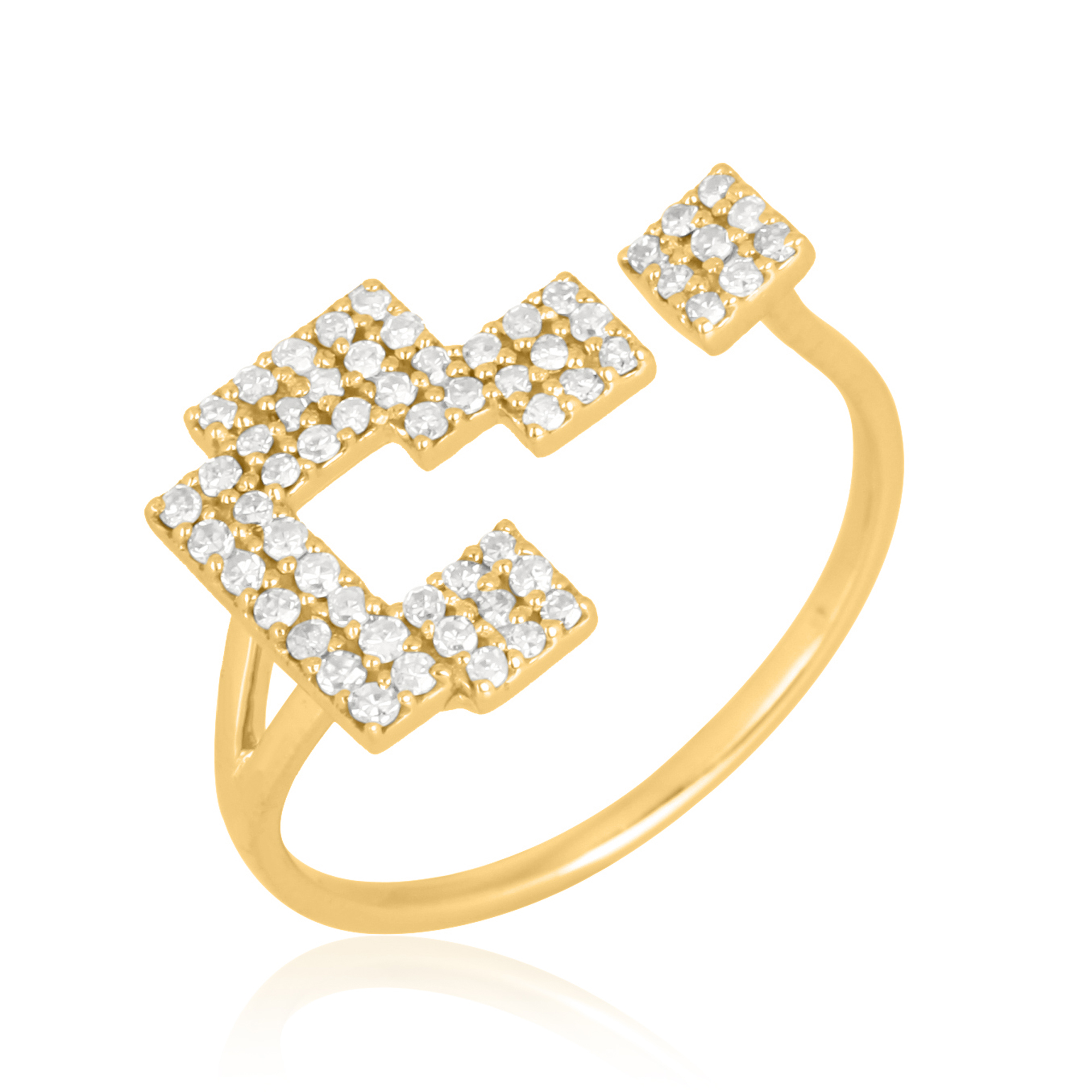Yellow Gold Question Mark Diamond Gap Ring