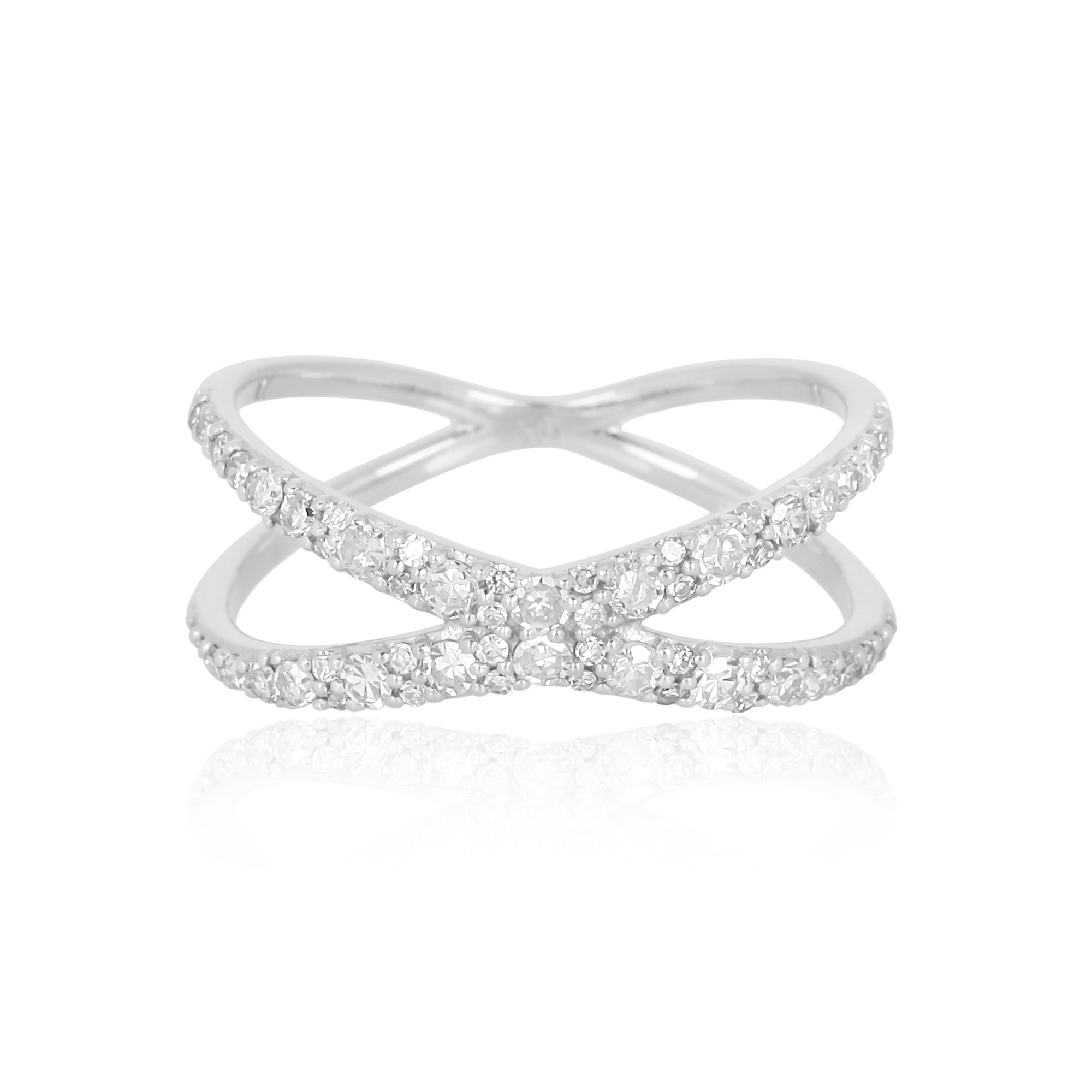 White Gold Diamond Cross Ring