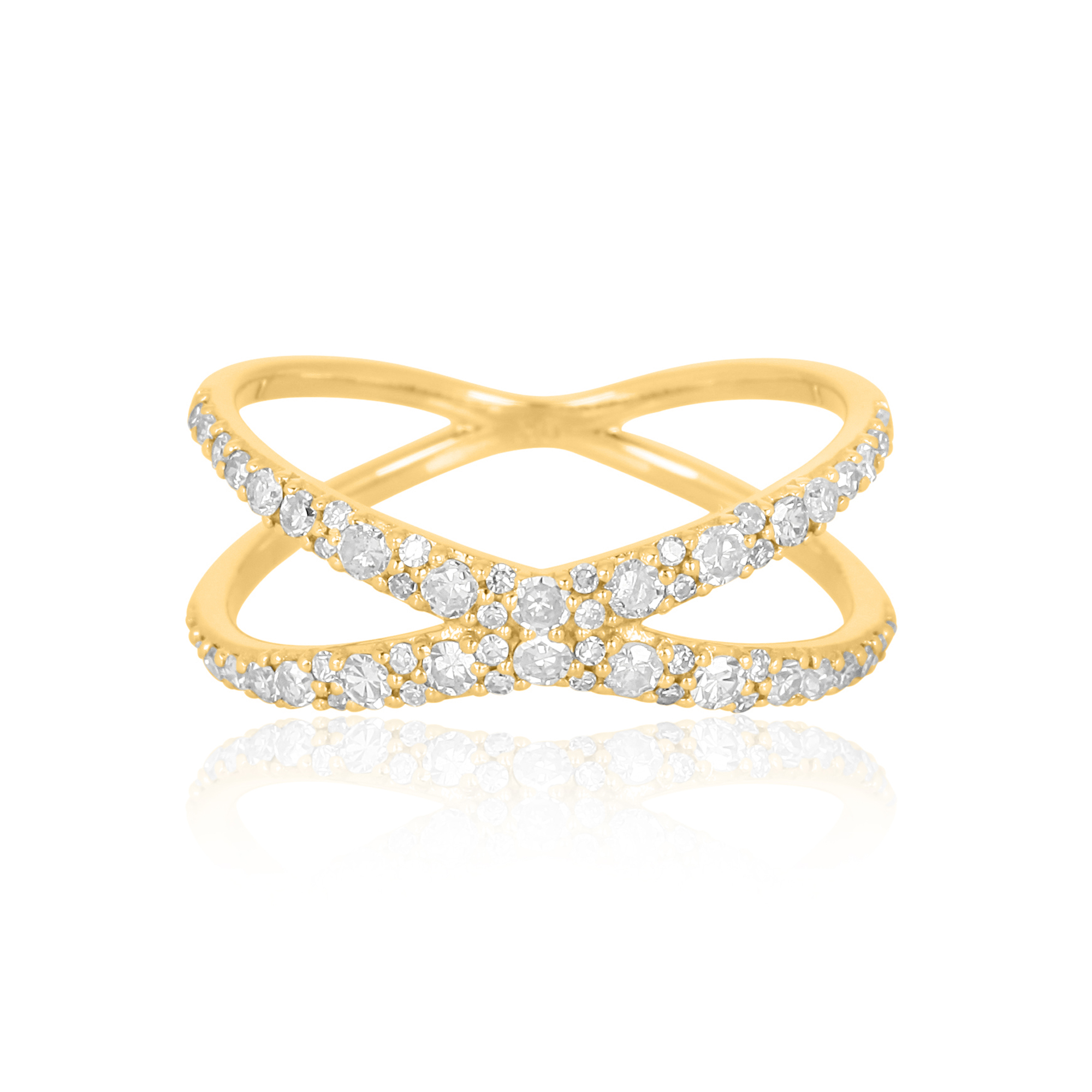 Yellow Gold Diamond Cross Ring
