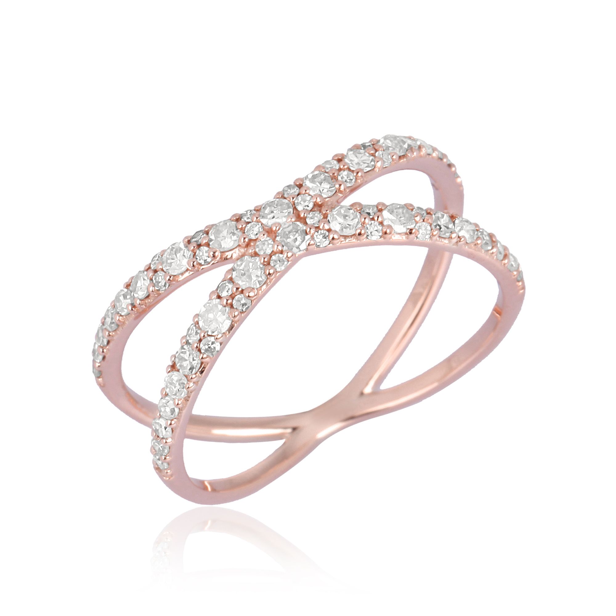 Rose Gold Diamond Cross Ring