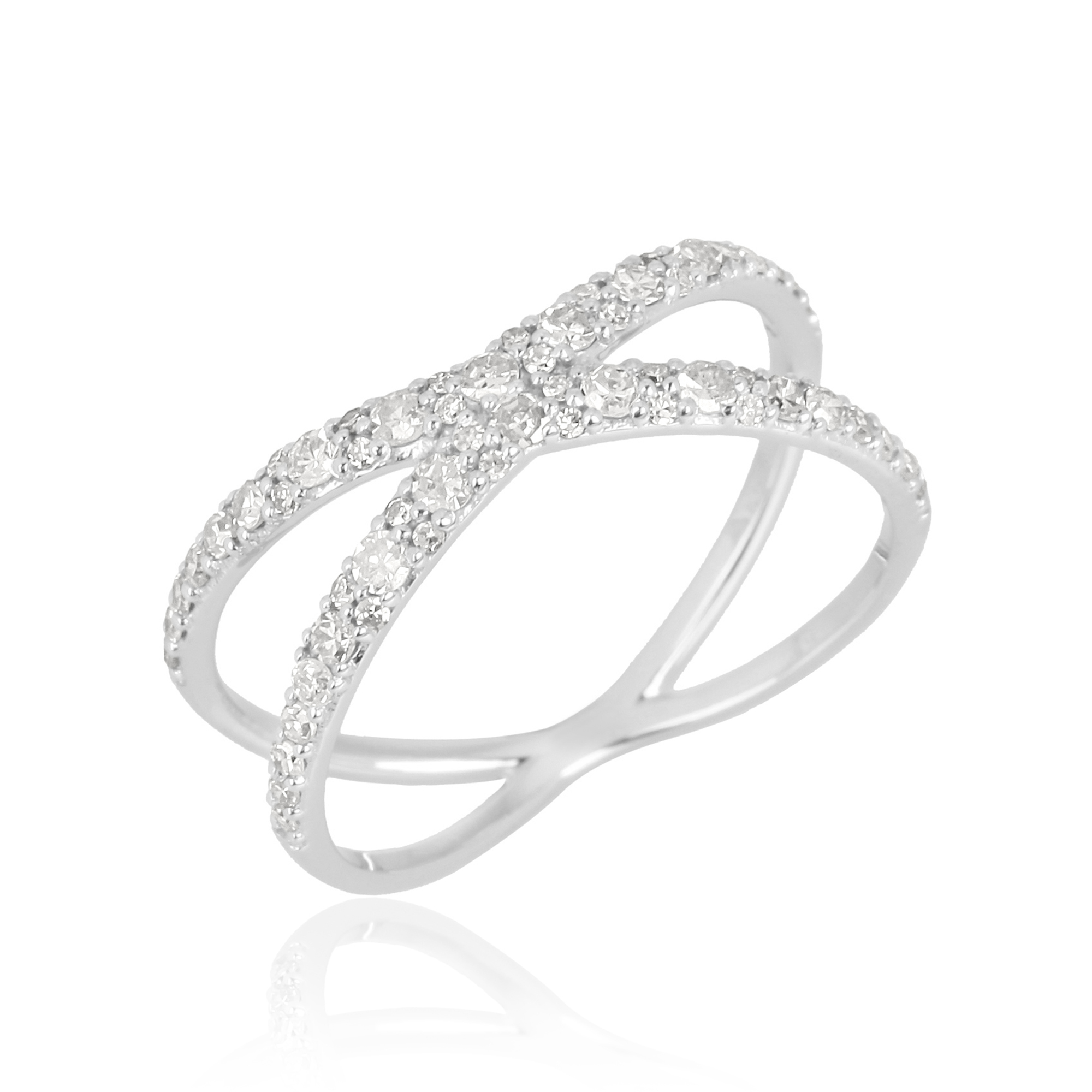 White Gold Diamond Cross Ring