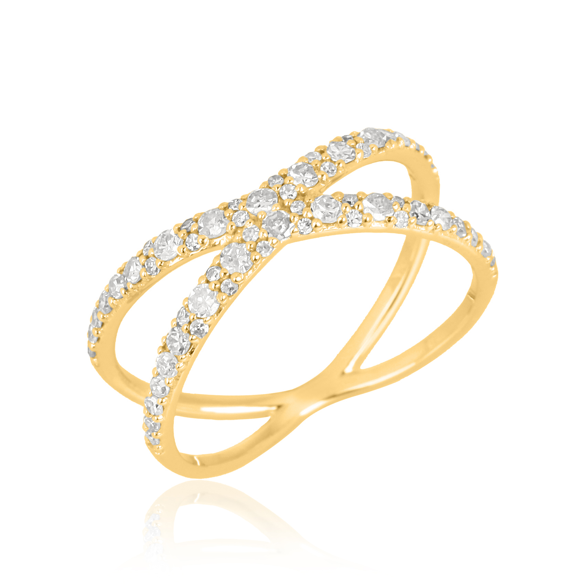 Yellow Gold Diamond Cross Ring