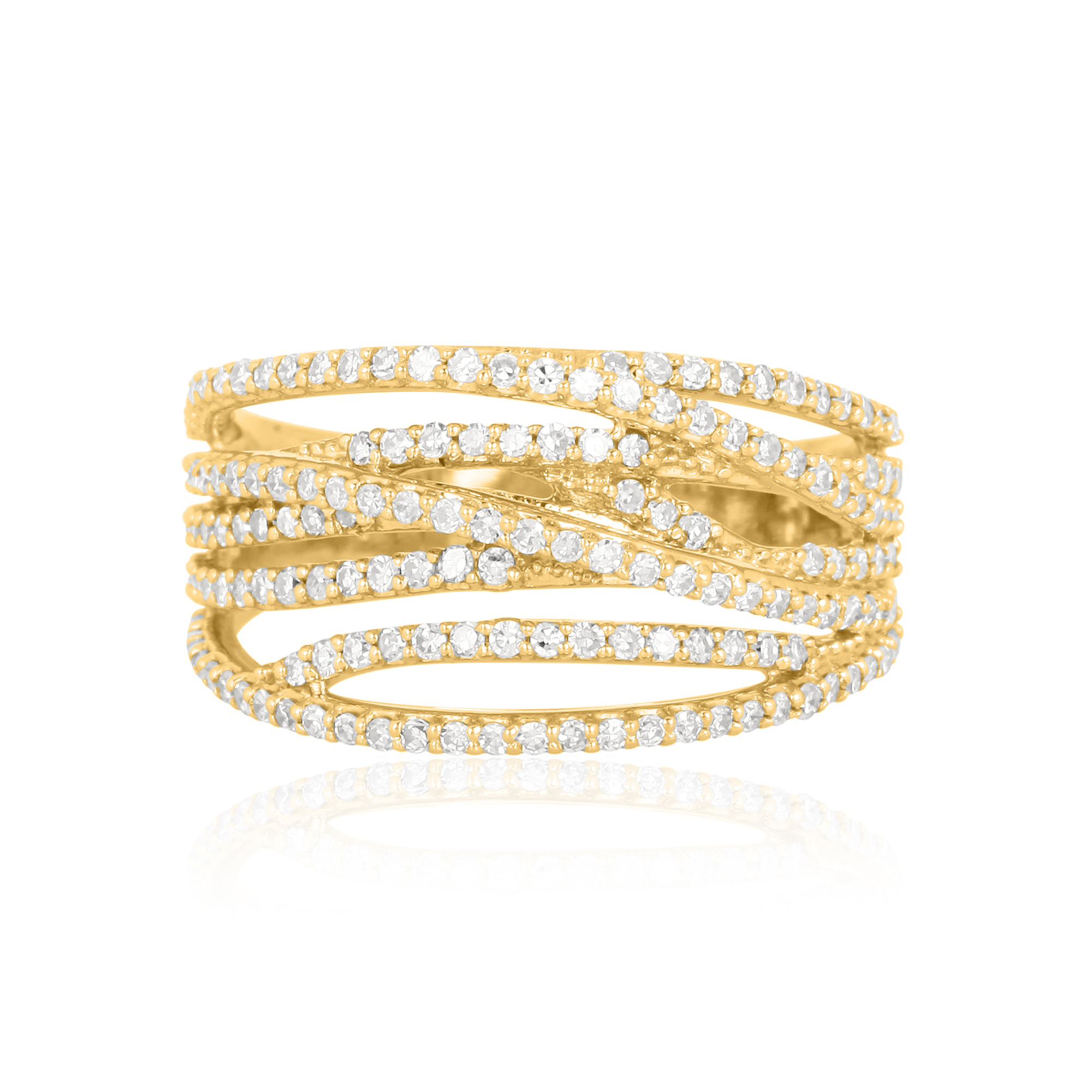 Yellow Gold Multi Band Diamond Ring