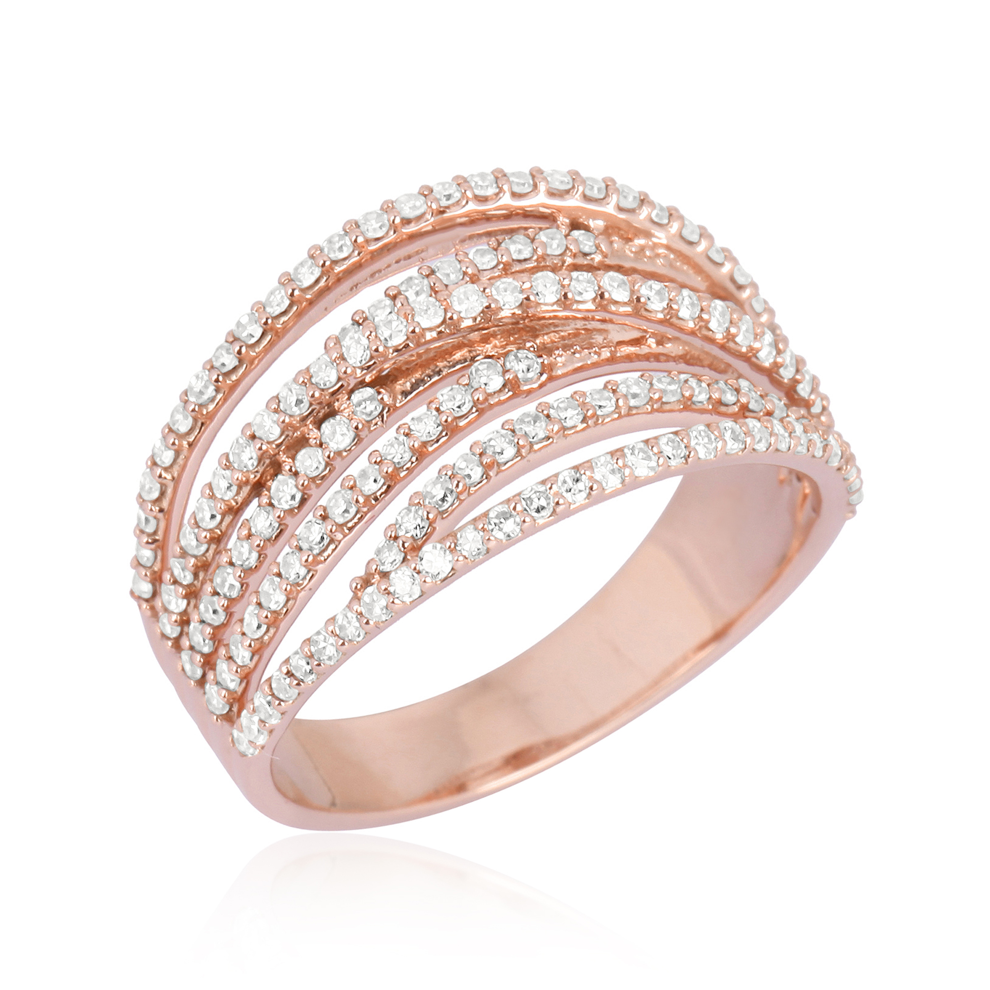 Rose Gold Multi Band Diamond Ring
