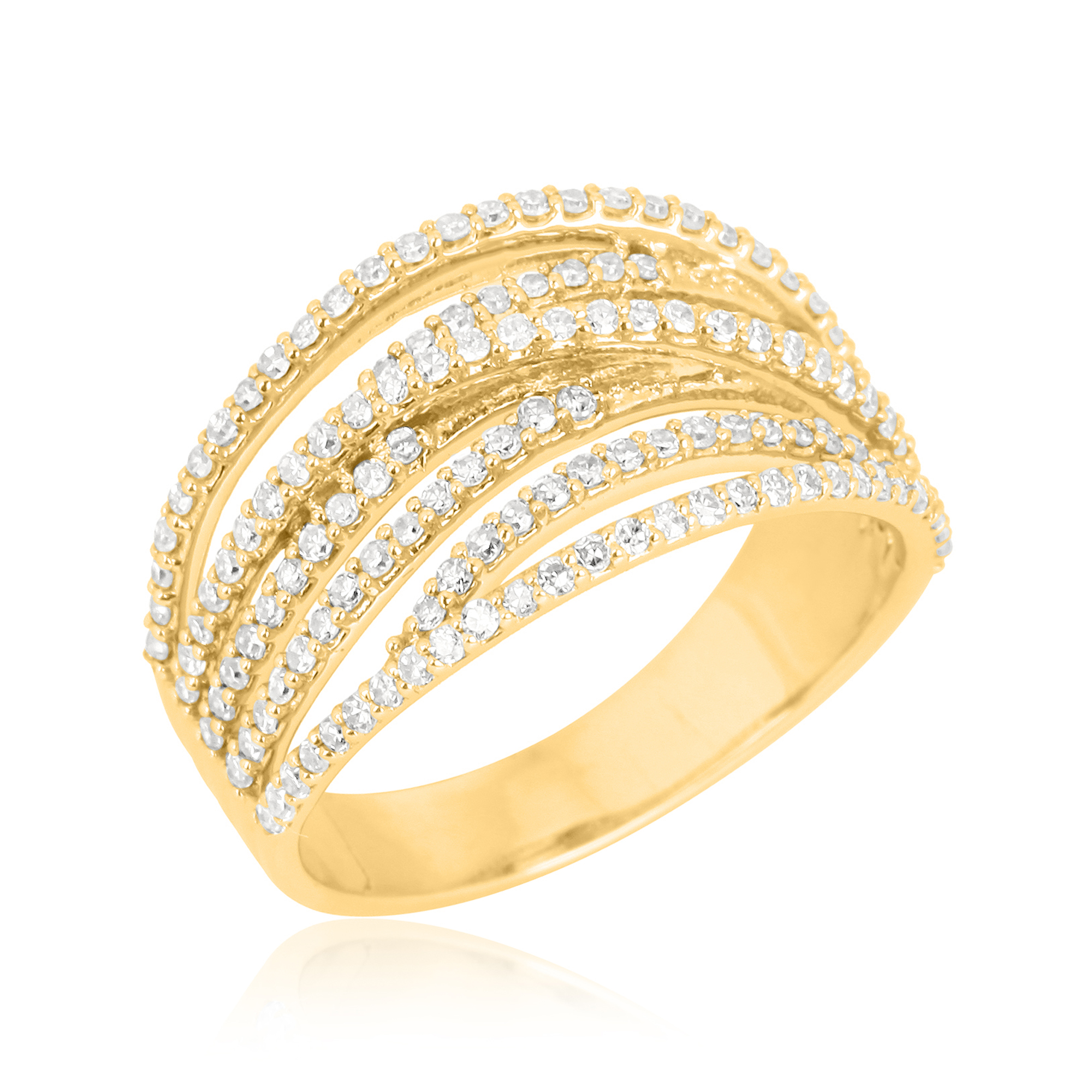Yellow Gold Multi Band Diamond Ring