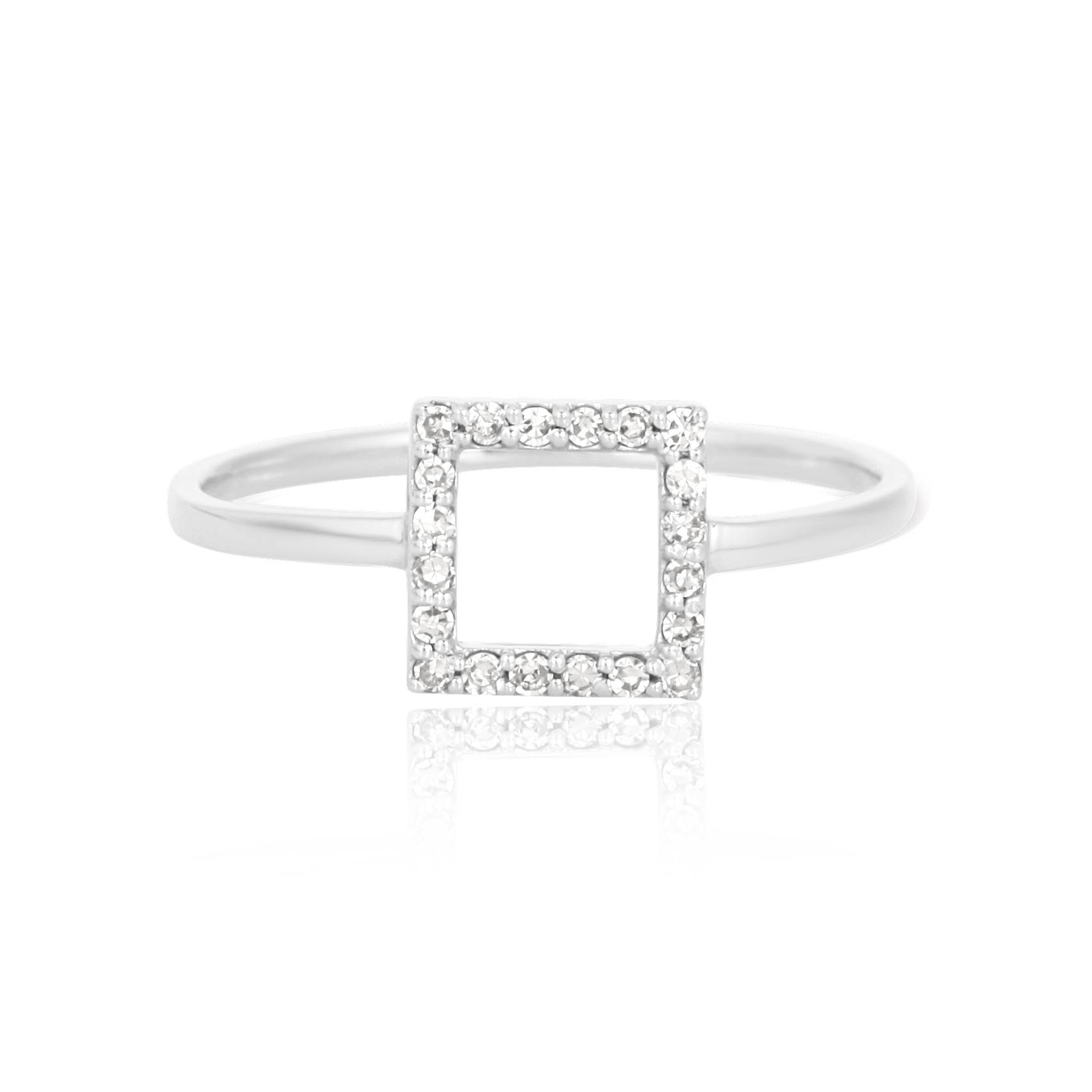 White Gold Square Diamond Ring