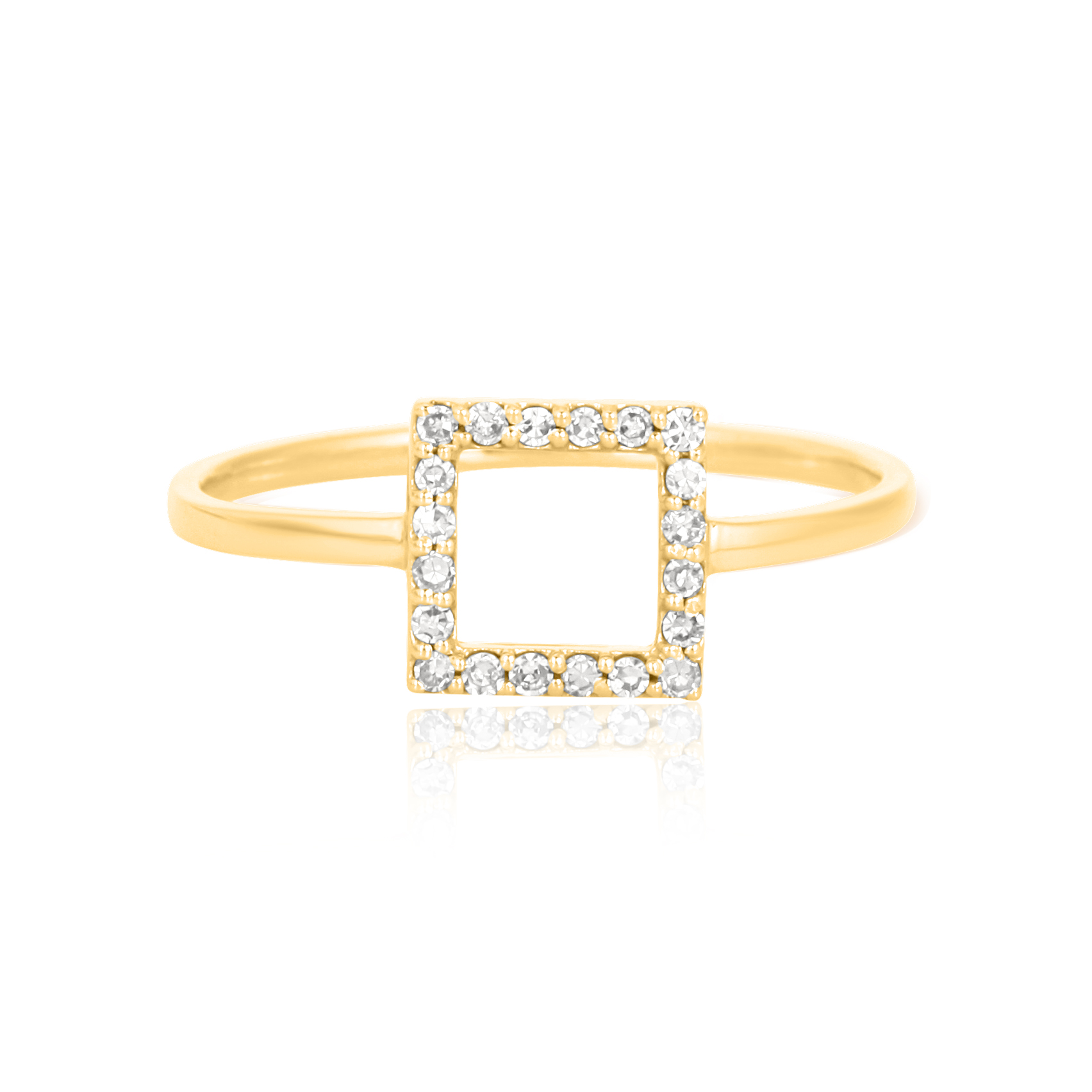Yellow Gold Square Diamond Ring
