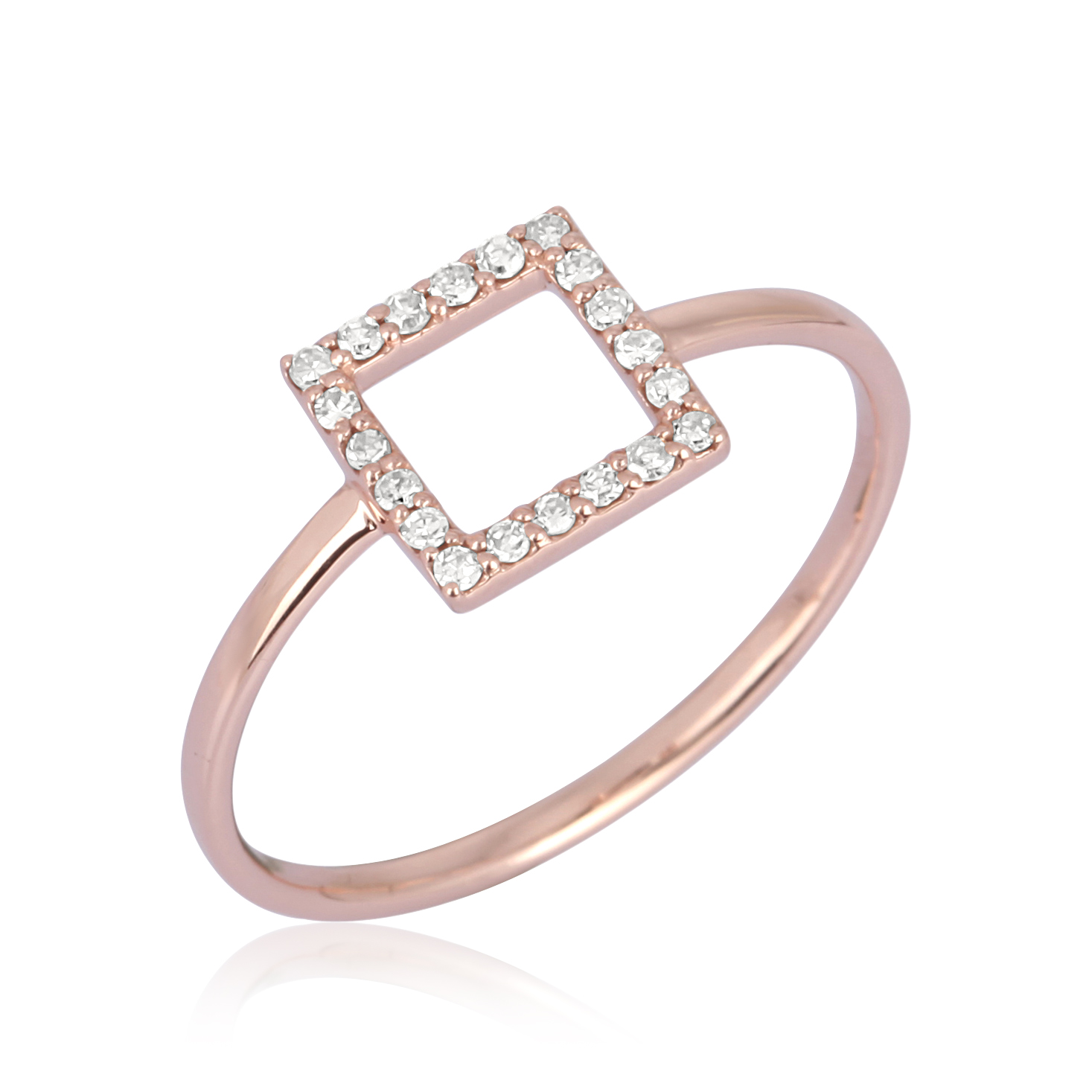 Rose Gold Square Diamond Ring