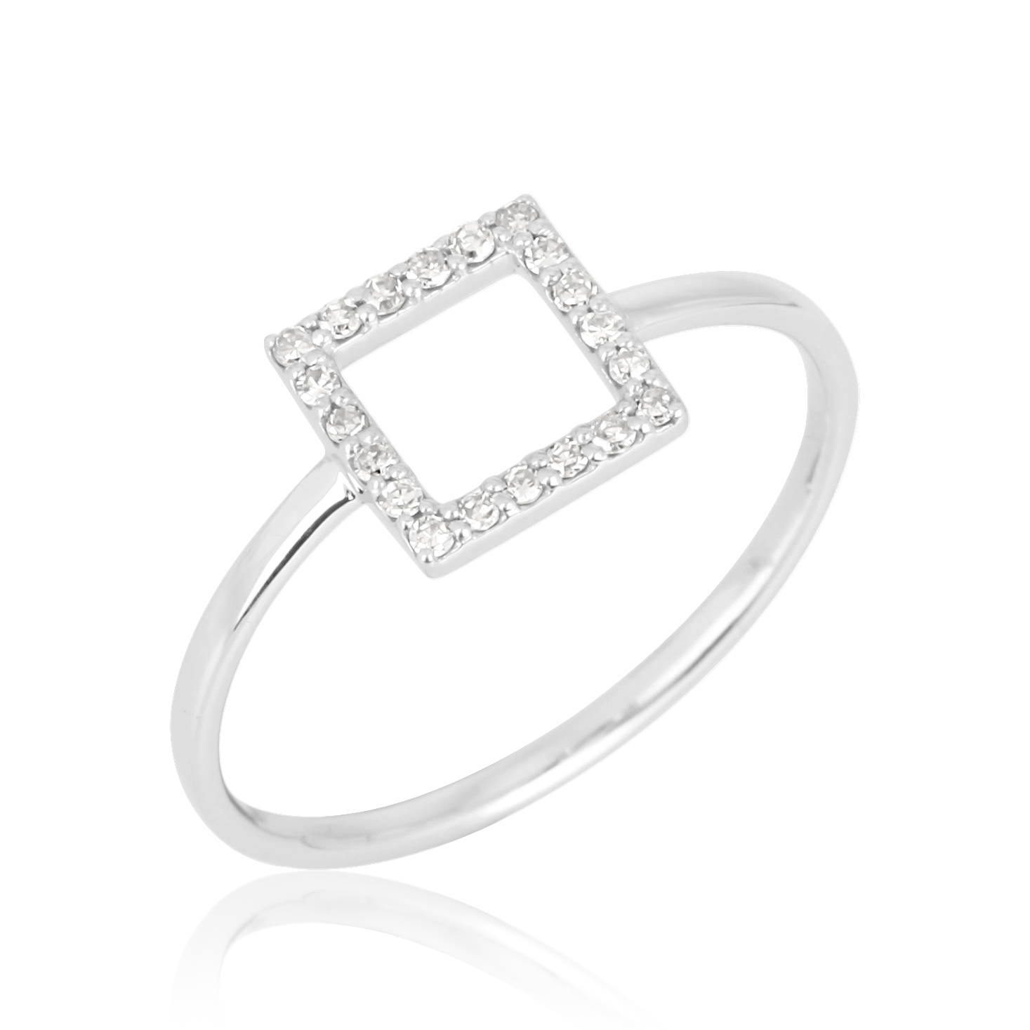 White Gold Square Diamond Ring